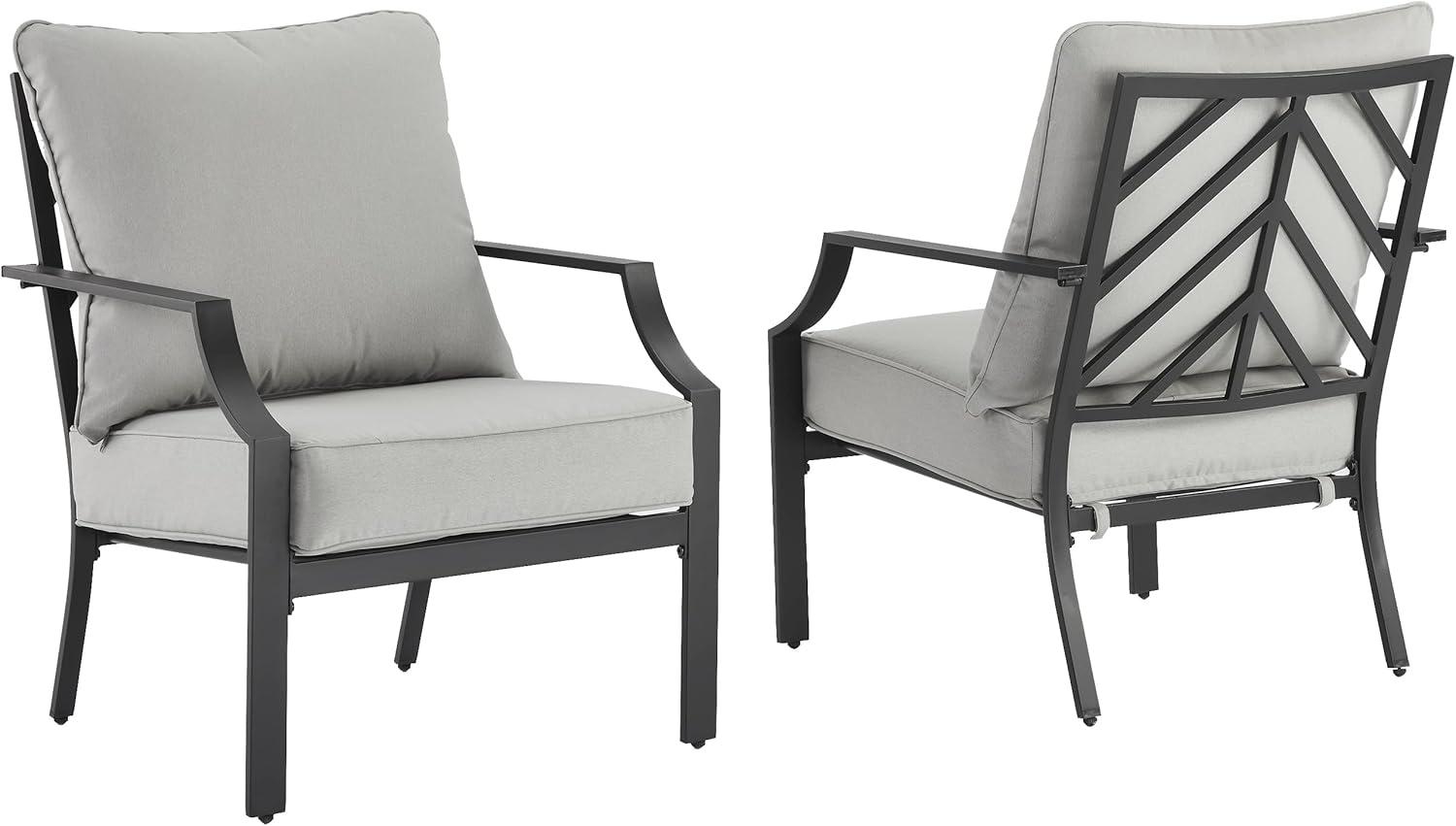 Crosley Furniture Otto 17.5" Metal Outdoor Chair in Gray/Matte Black (Set of 2)