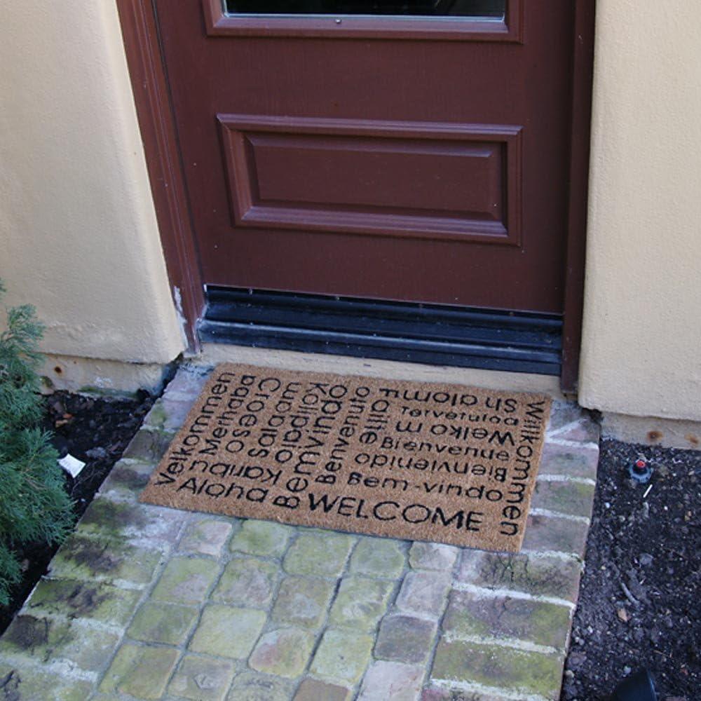 Eco-Friendly Coir Outdoor Welcome Mat with Multilingual Greetings