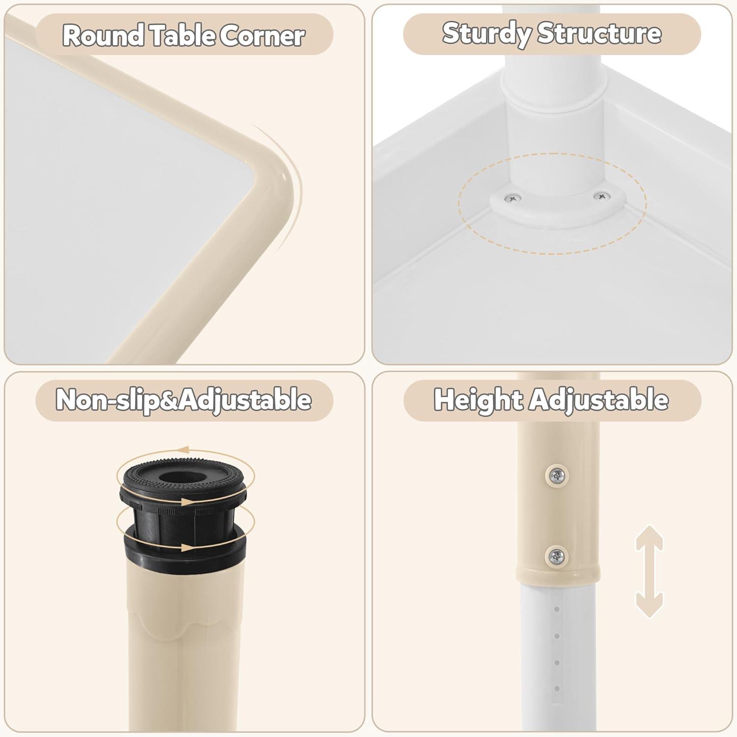 Adjustable Kids Table & Chairs Set for Ages 3-8 | 31.5"x23.6" Easy-Clean Activity Table | Meets ASTM/CPSC Standards for Daycare, Homeschool & Playroom (Natural, 2 Chairs)