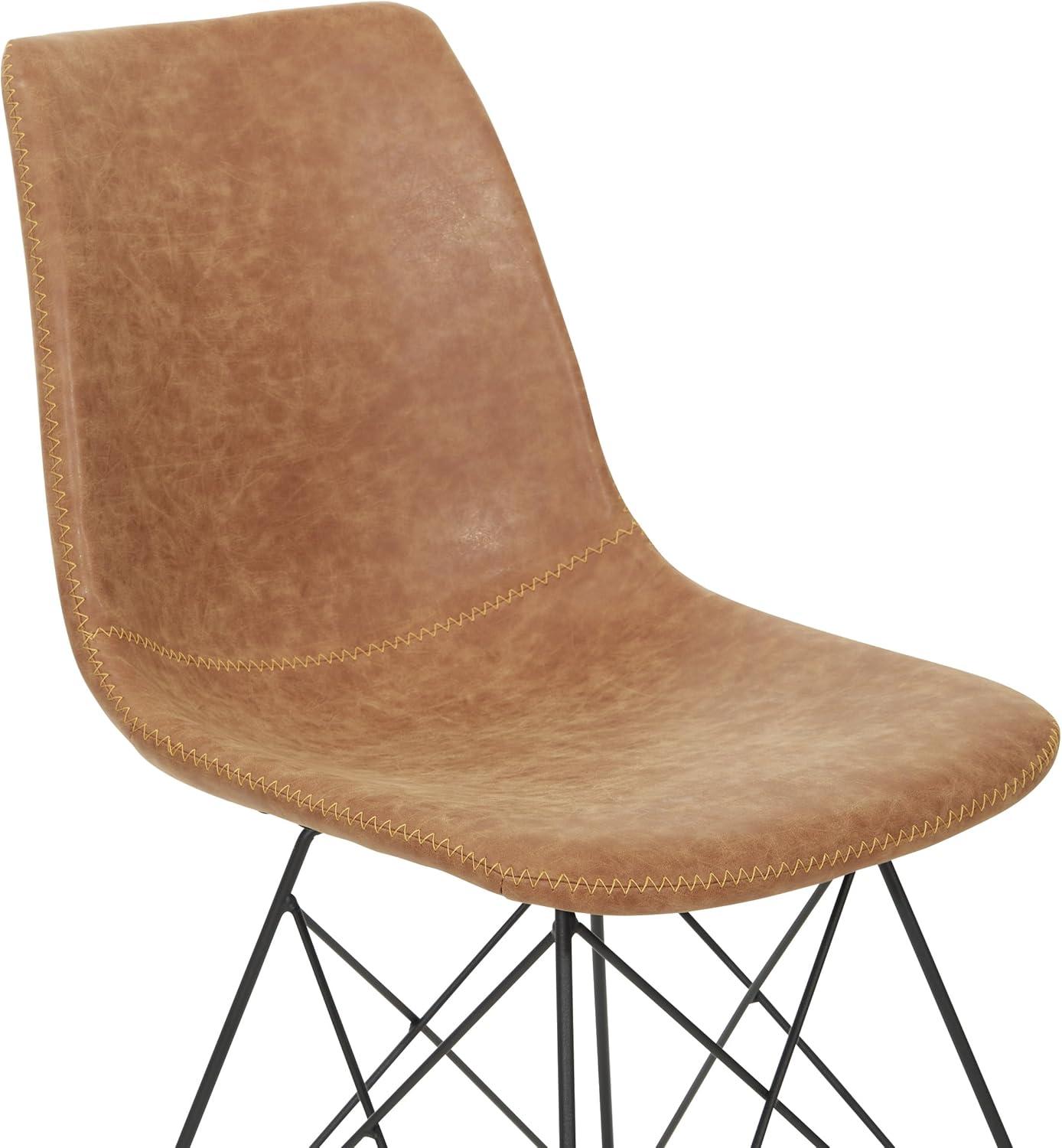 2pc Ave Six Trenton Chair Sand - OSP Home Furnishings: Faux Leather, Metal Legs, Armless Stationary Seating