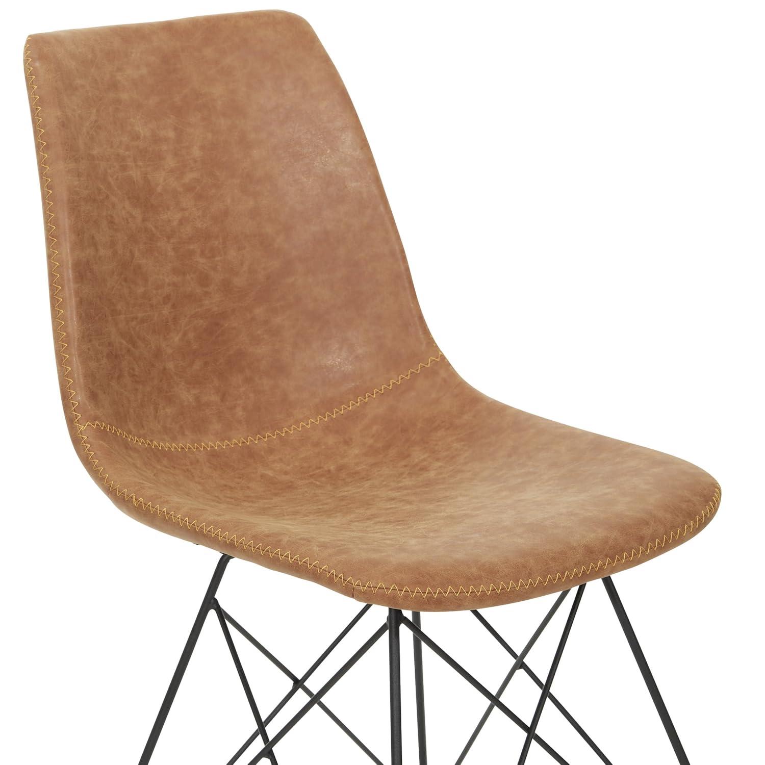 2pc Ave Six Trenton Chair Sand - OSP Home Furnishings: Faux Leather, Metal Legs, Armless Stationary Seating