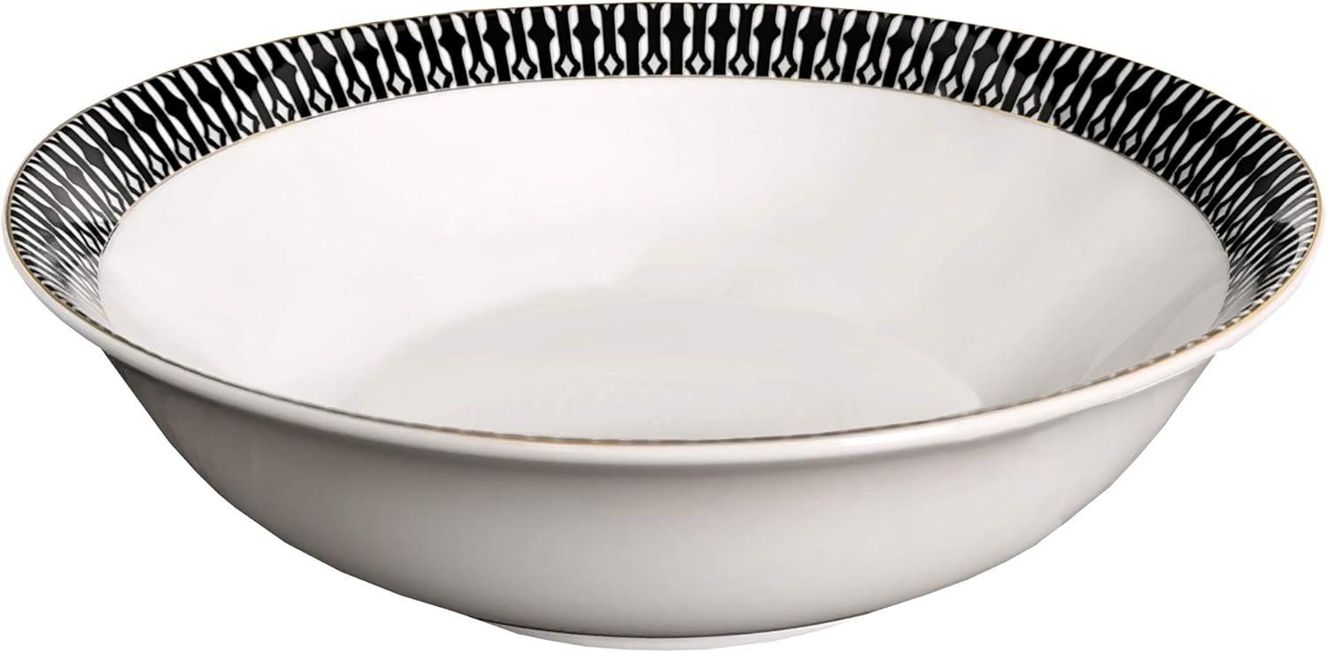 Lorren Home Trends Fiesta-57 57 Piece La Luna New Bone China Black & White Dinnerware Set, Service for 8