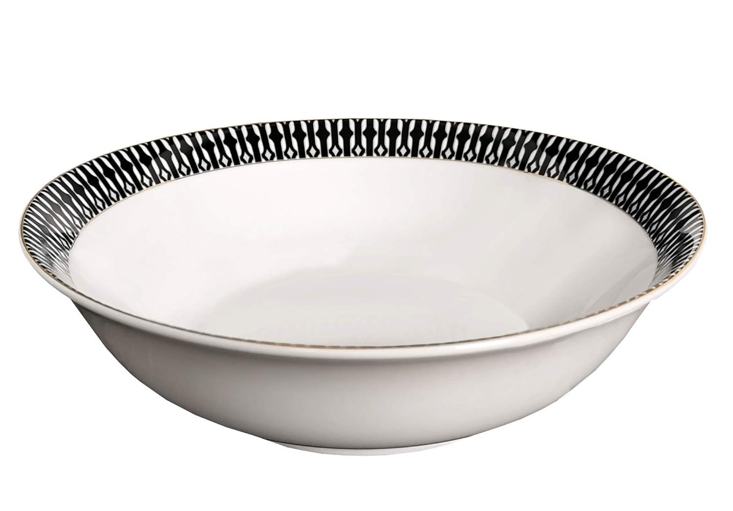 Lorren Home Trends Fiesta-57 57 Piece La Luna New Bone China Black & White Dinnerware Set, Service for 8