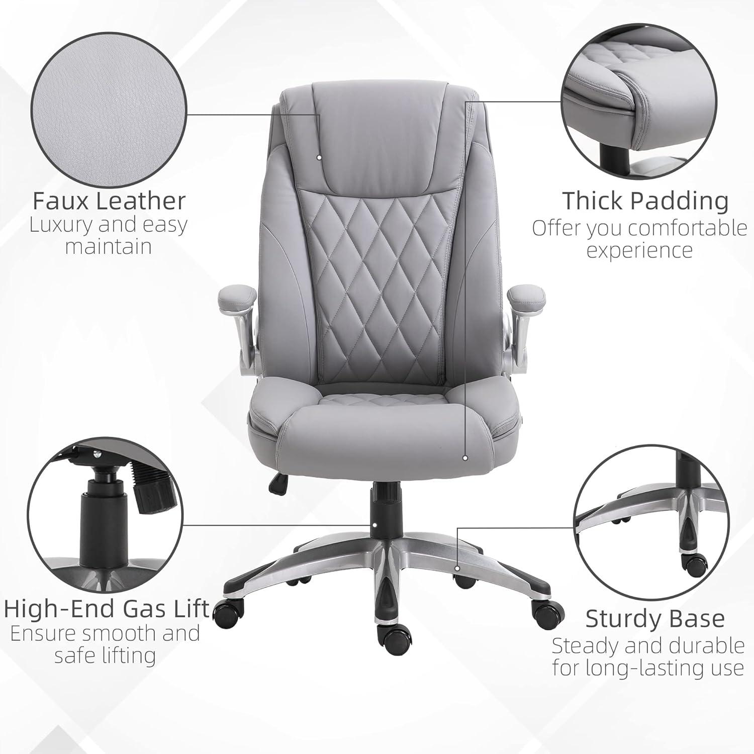 Gray Luxe Ergonomic High-Back Swivel Office Chair with Adjustable Arms