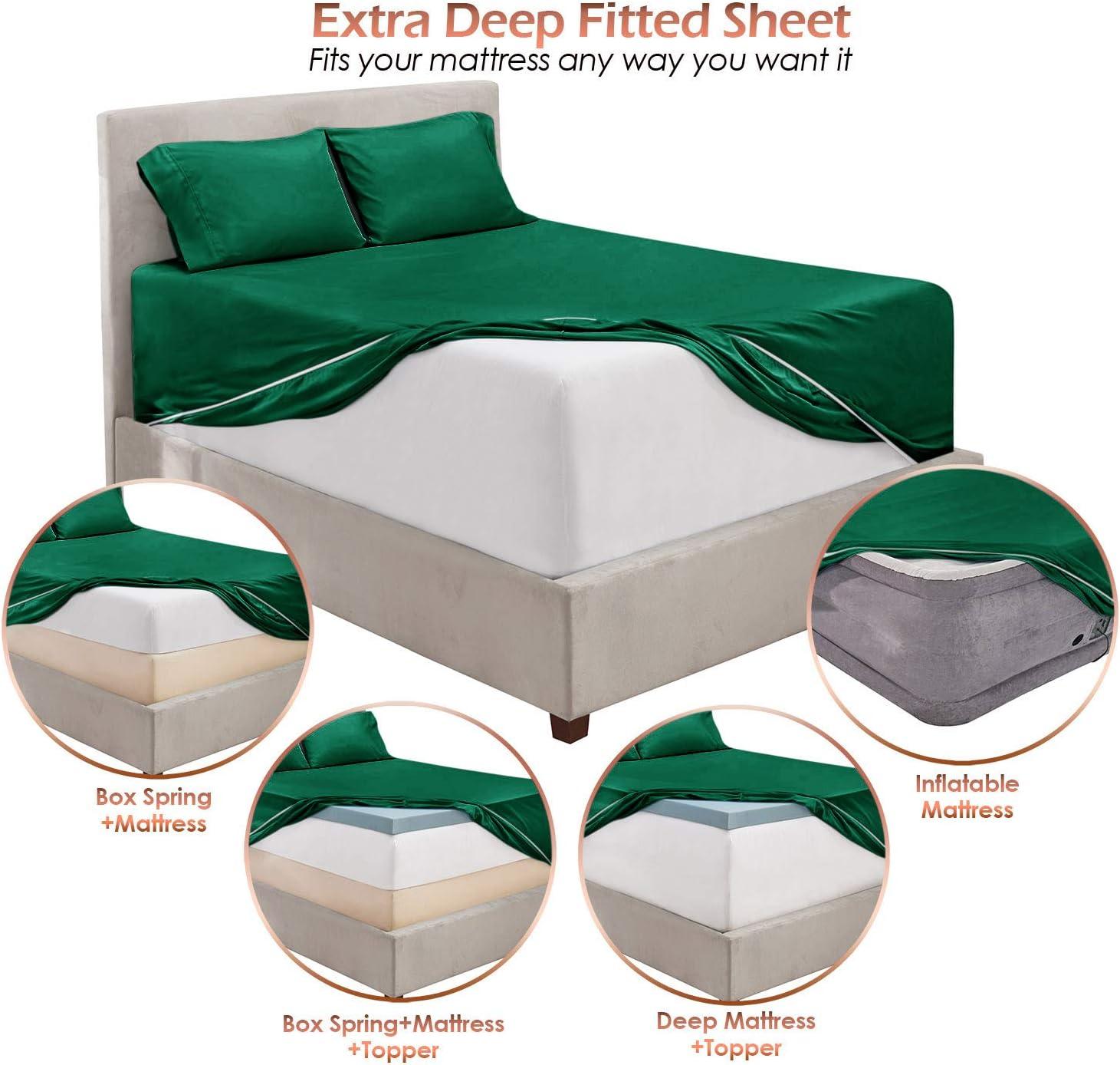 Hunter Green Microfiber King Deep Pocket Sheet Set