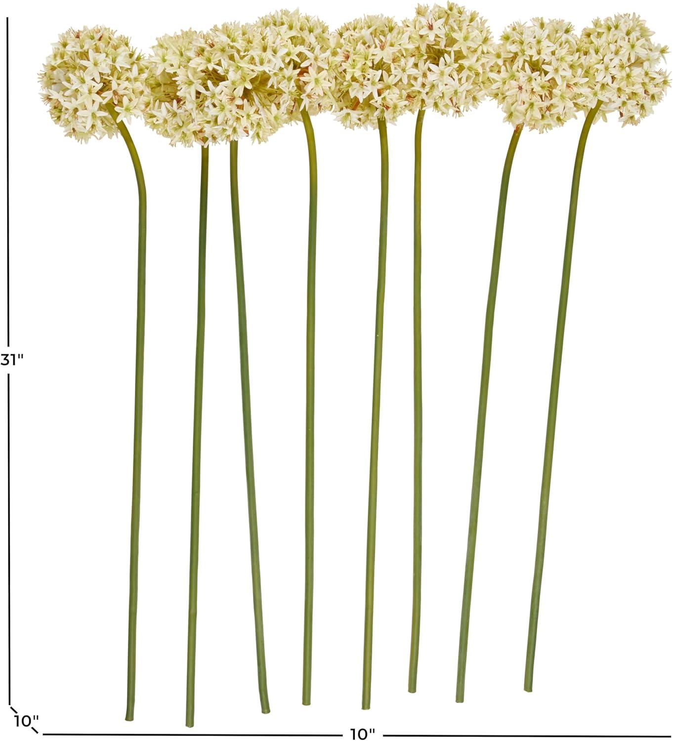 Deco 79 Polyester Allium Artificial Flower Stem Tall, Set of 8 31'H, White