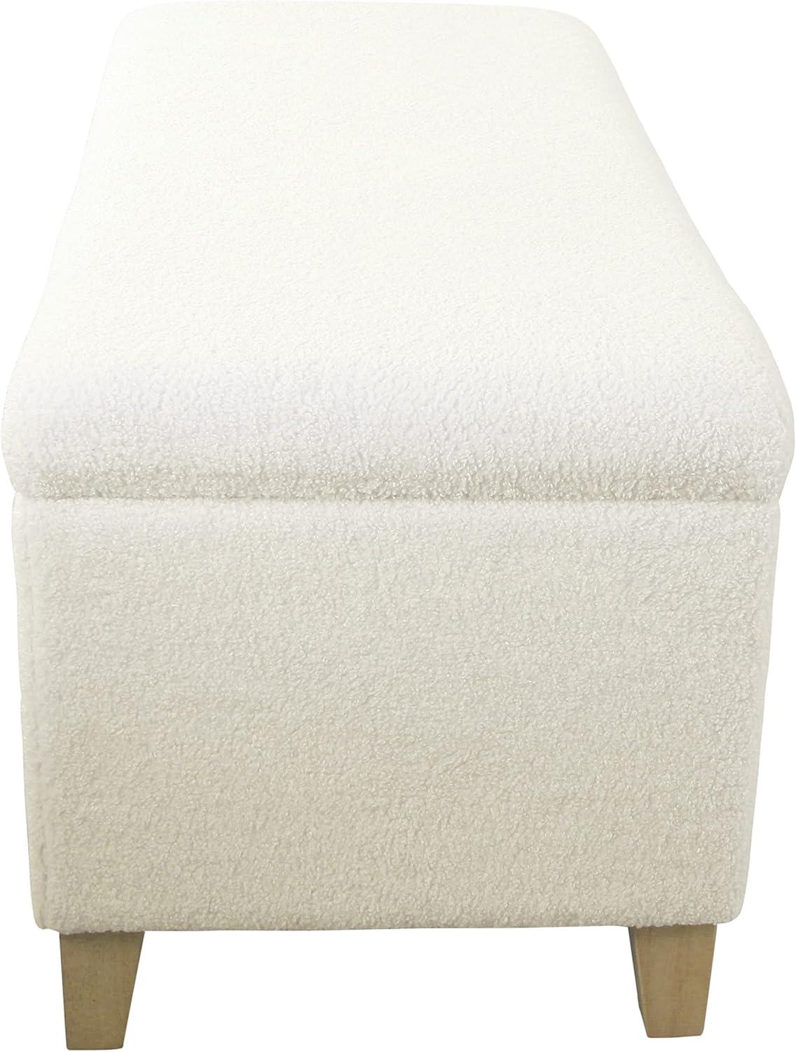 Faux Shearling Storage Bench Cream - HomePop: Ottoman with Hinged Lid, Bedroom & Living Room