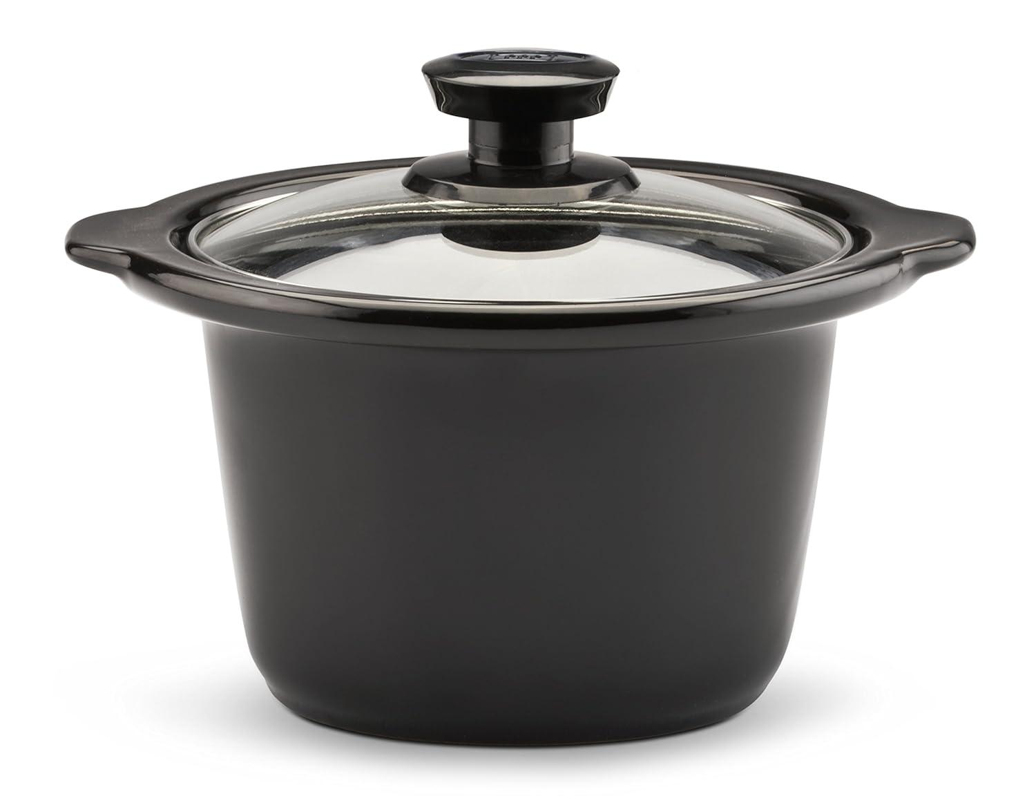 Compact Stainless Steel Slow Cooker with Glass Lid, 1.5-Quart