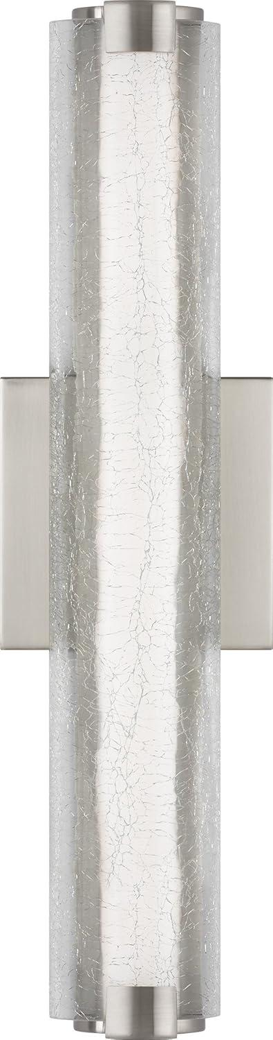 Satin Nickel 18" LED Wall Sconce with Clear Crackle Glass