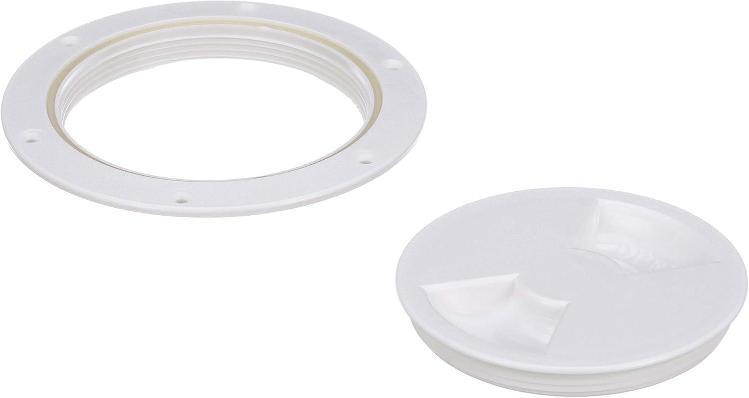 White ABS Plastic 4-Inch Deck Plate with Pre-Drilled Flange