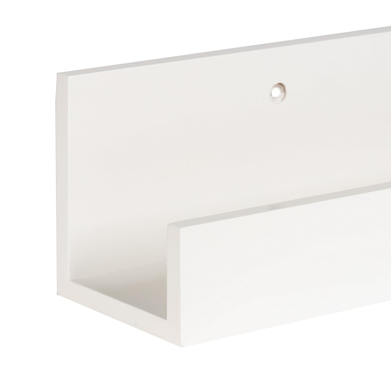 Kate and Laurel Rectangle Floating Shelves, 25.21" x 5.81", White