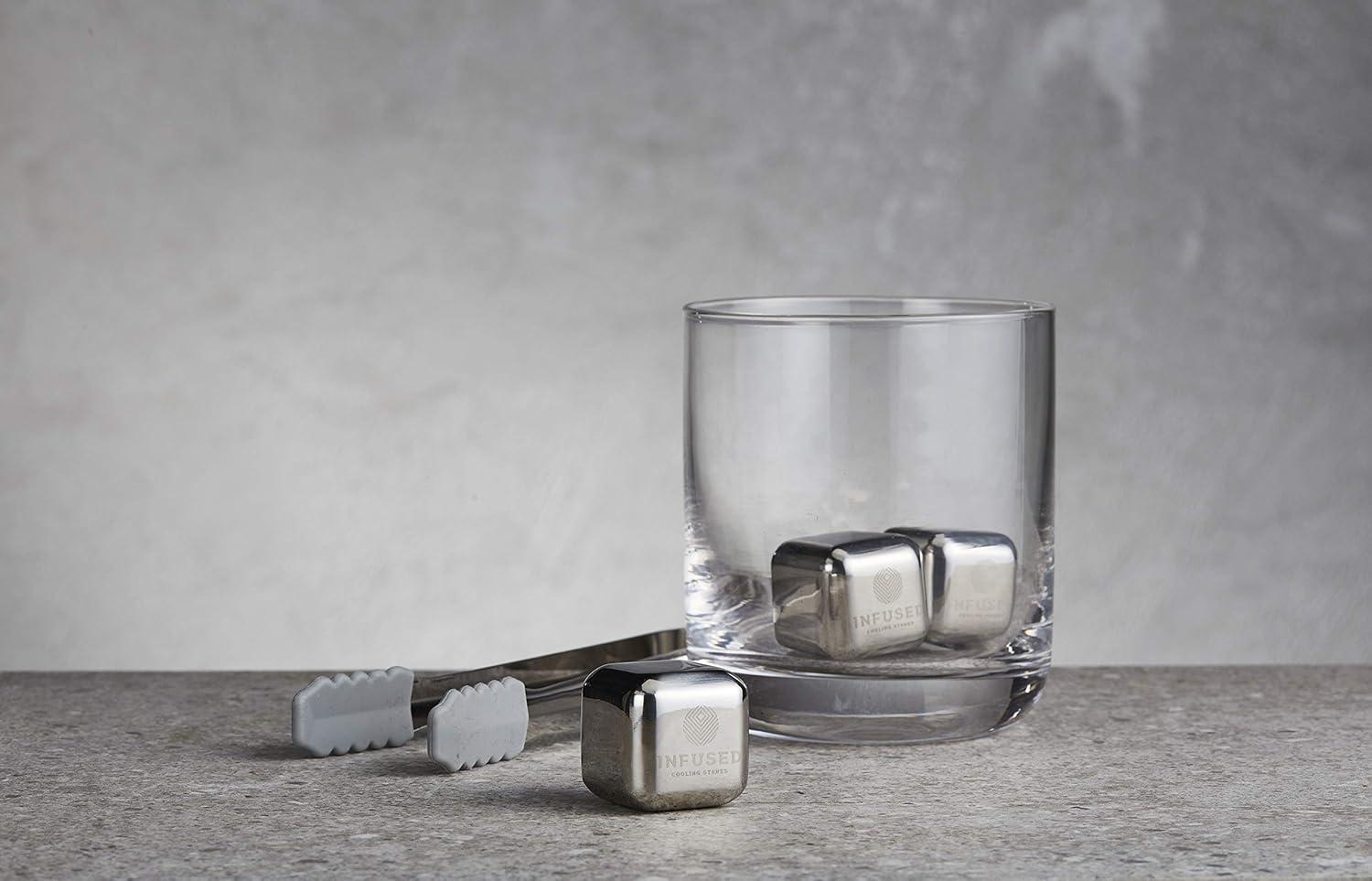 Luxury Silver Whiskey Chilling Stones Gift Set with Box