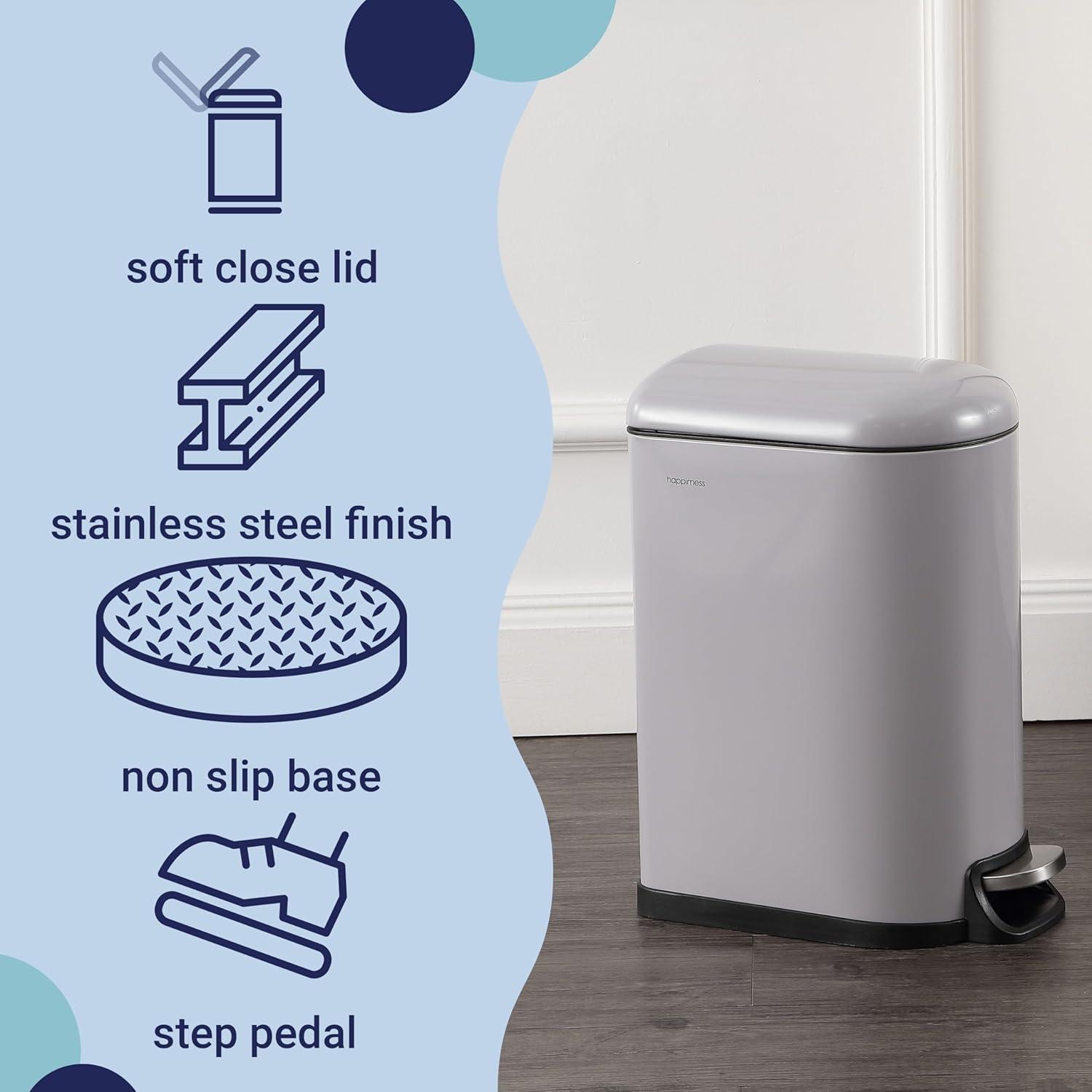 happimess Roland Steel Step On Trash Can