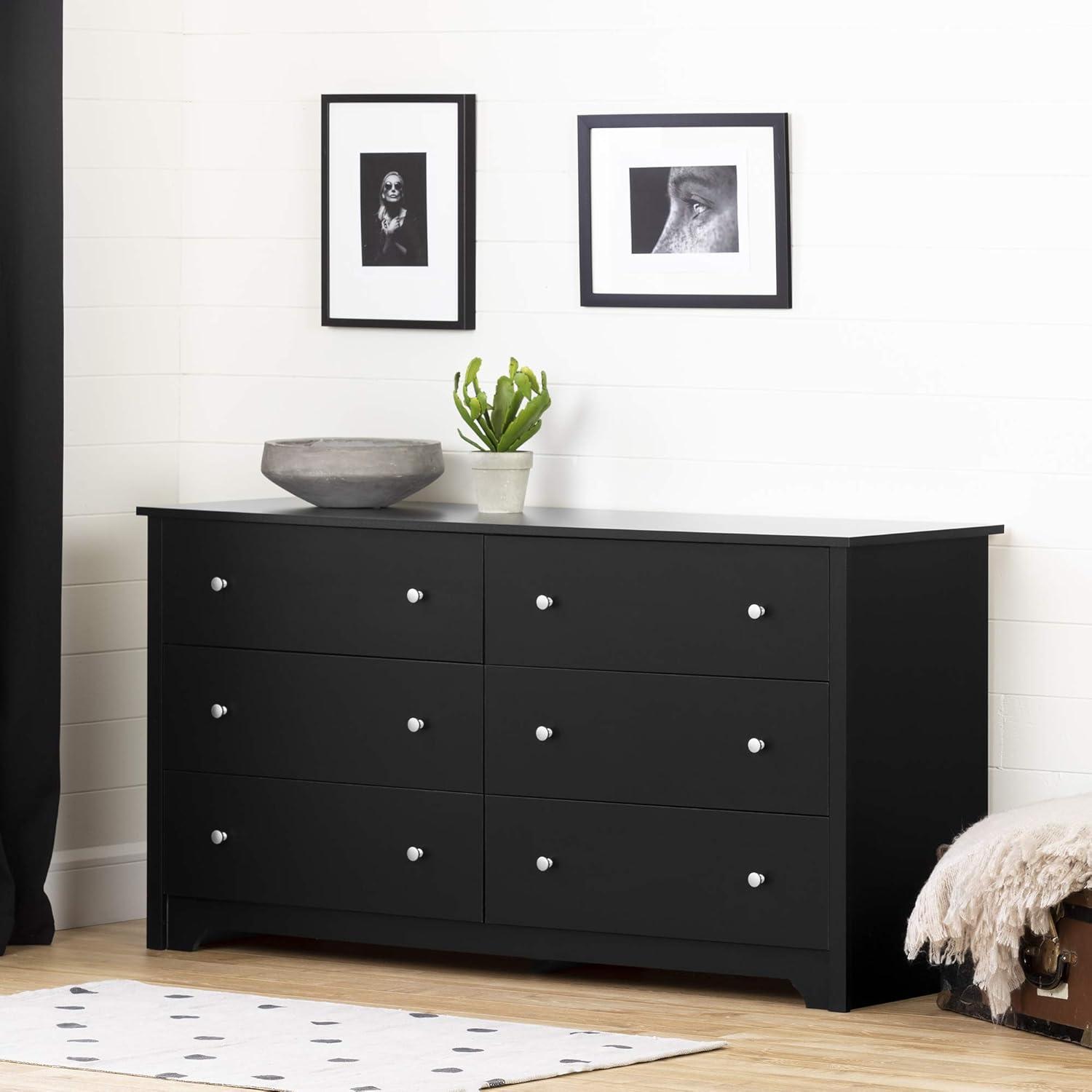 Black Double Nursery Dresser with Soft Close Drawers and Casters