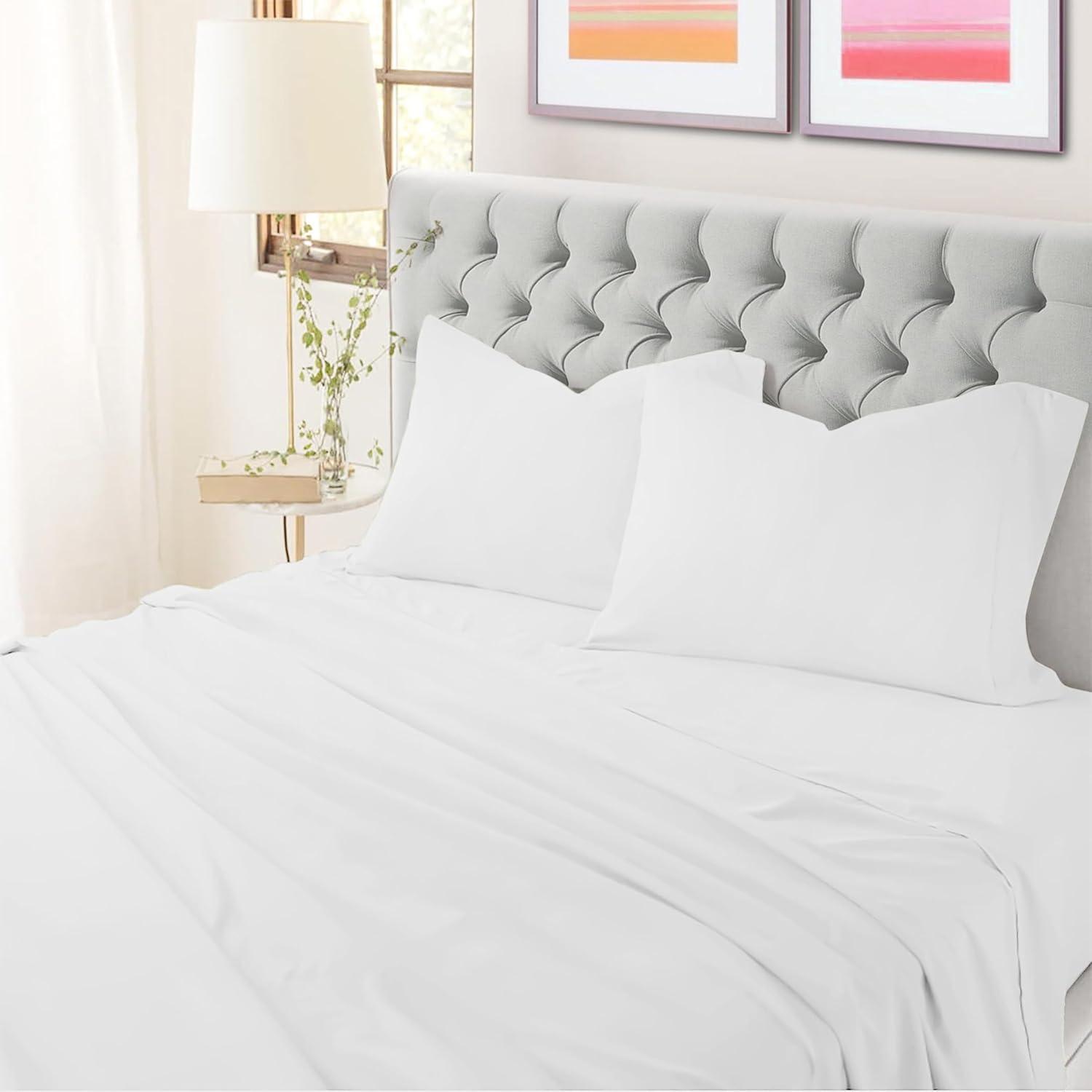 White Full Microfiber 4-Piece Bed Sheet Set