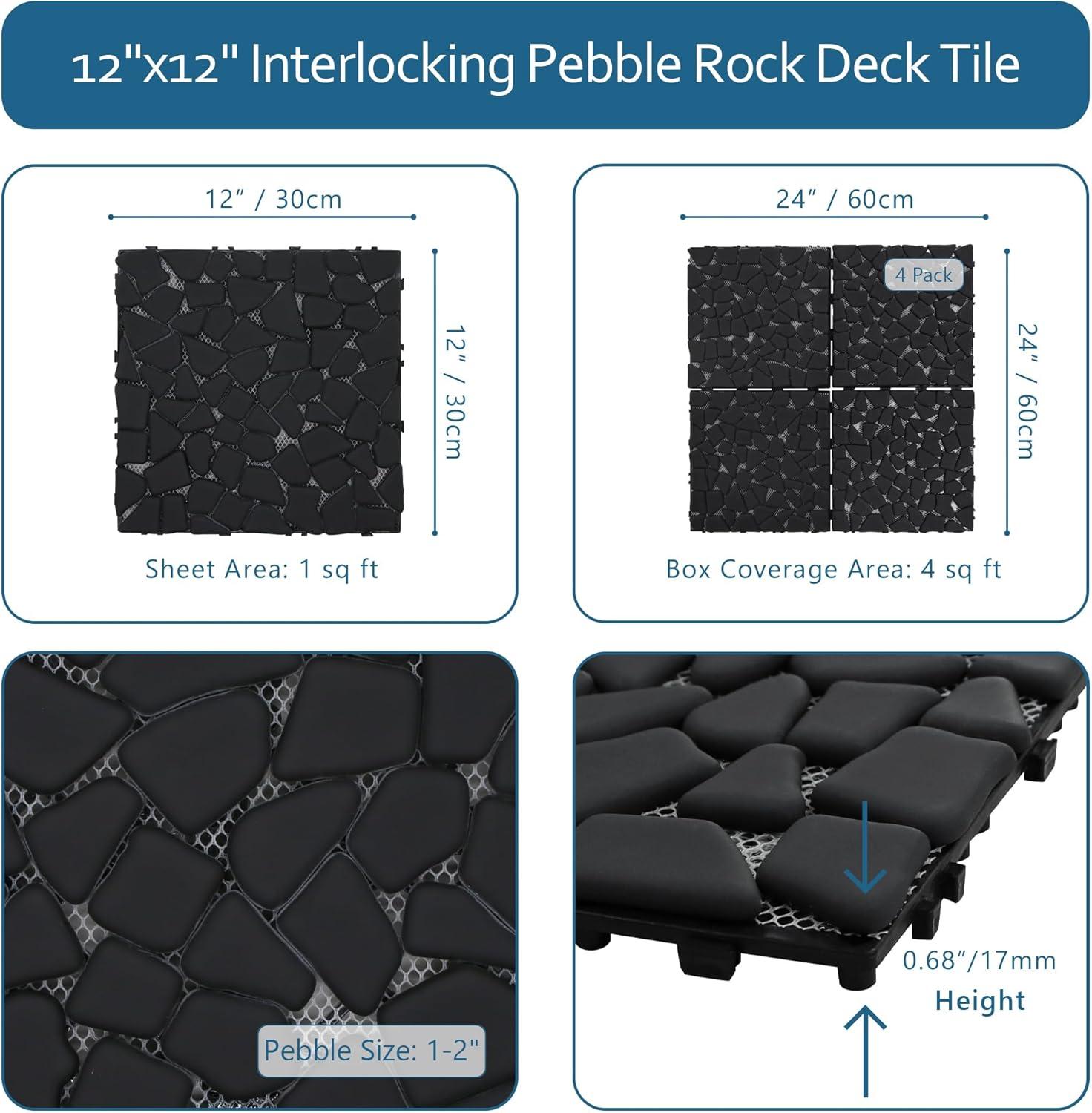 12'' L x 12'' W Stone Interlocking Deck Tile