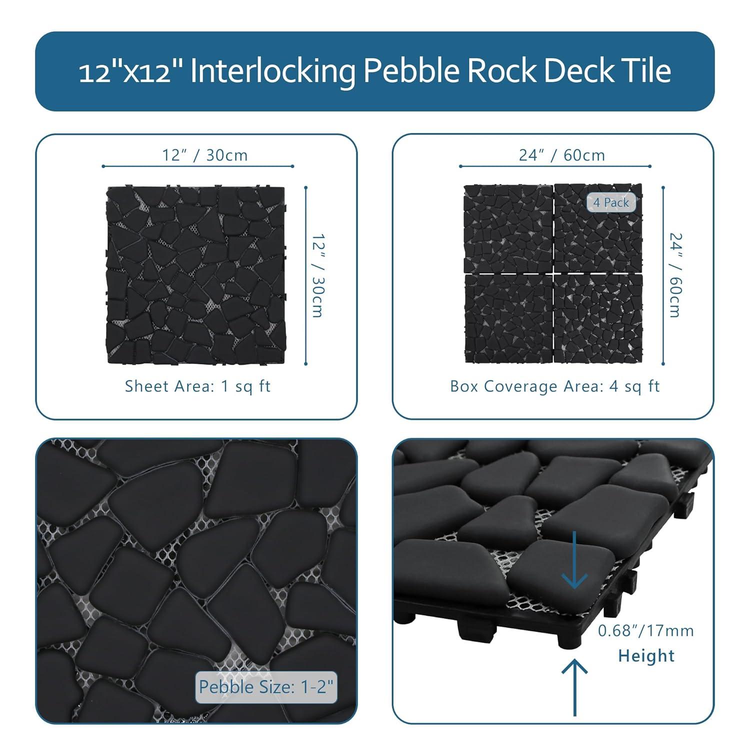 12'' L x 12'' W Stone Interlocking Deck Tile