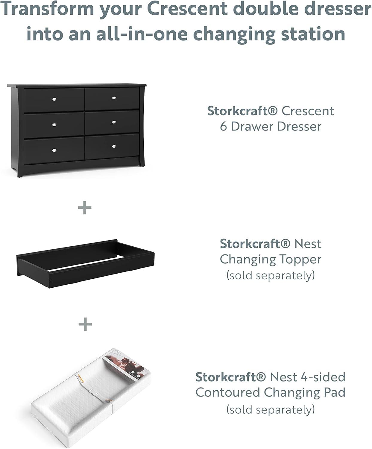Crescent 6 Drawer Double Dresser