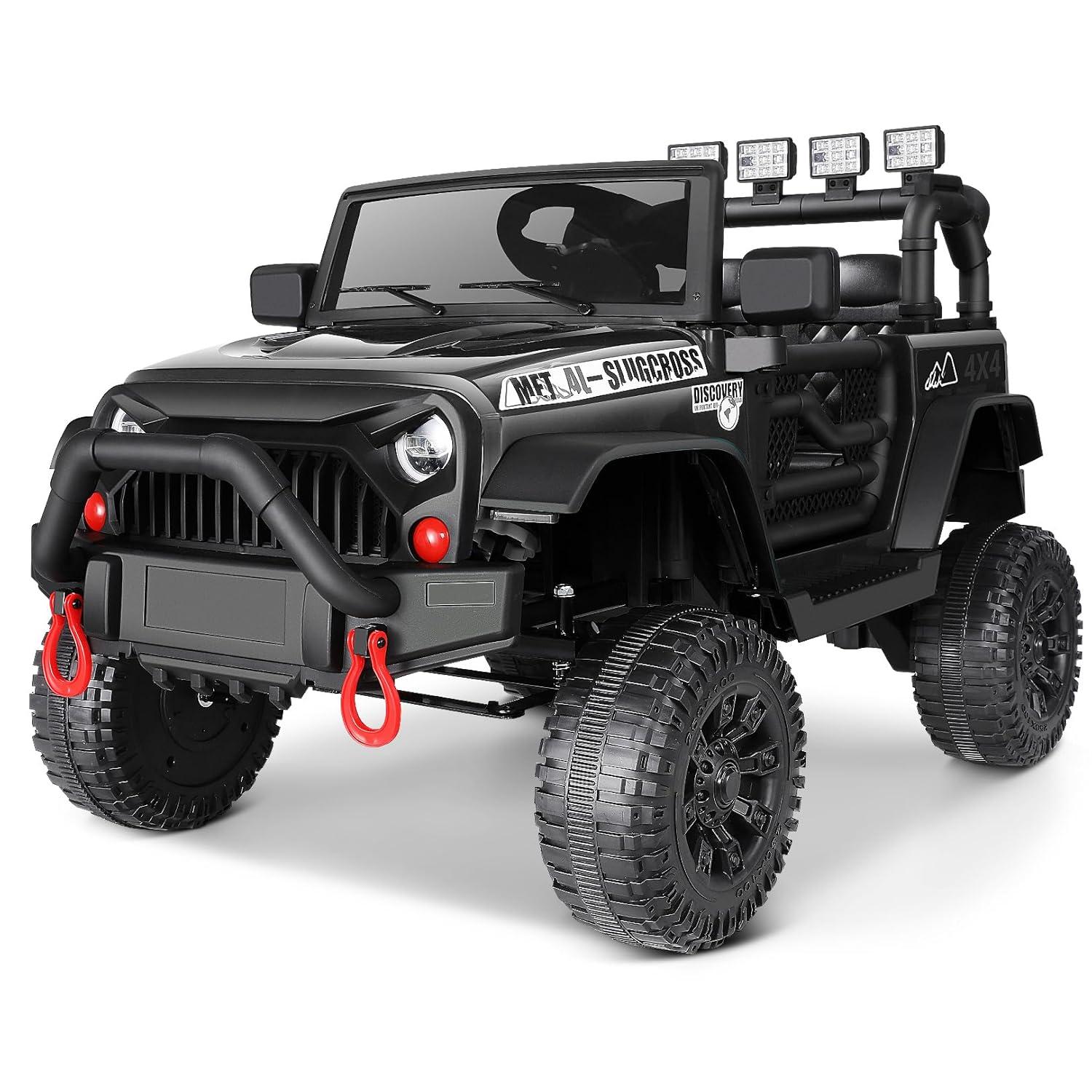 Ancheer Alex 24V Electric Ride on Jeeps for Kids, Ride On Car Truck with Remote Control, Battery Power Car Wheels for Kids w/LED Lights, Bluetooth, Music, 3 Speeds, 24 Volt Ride on Toys for Boys and Girls