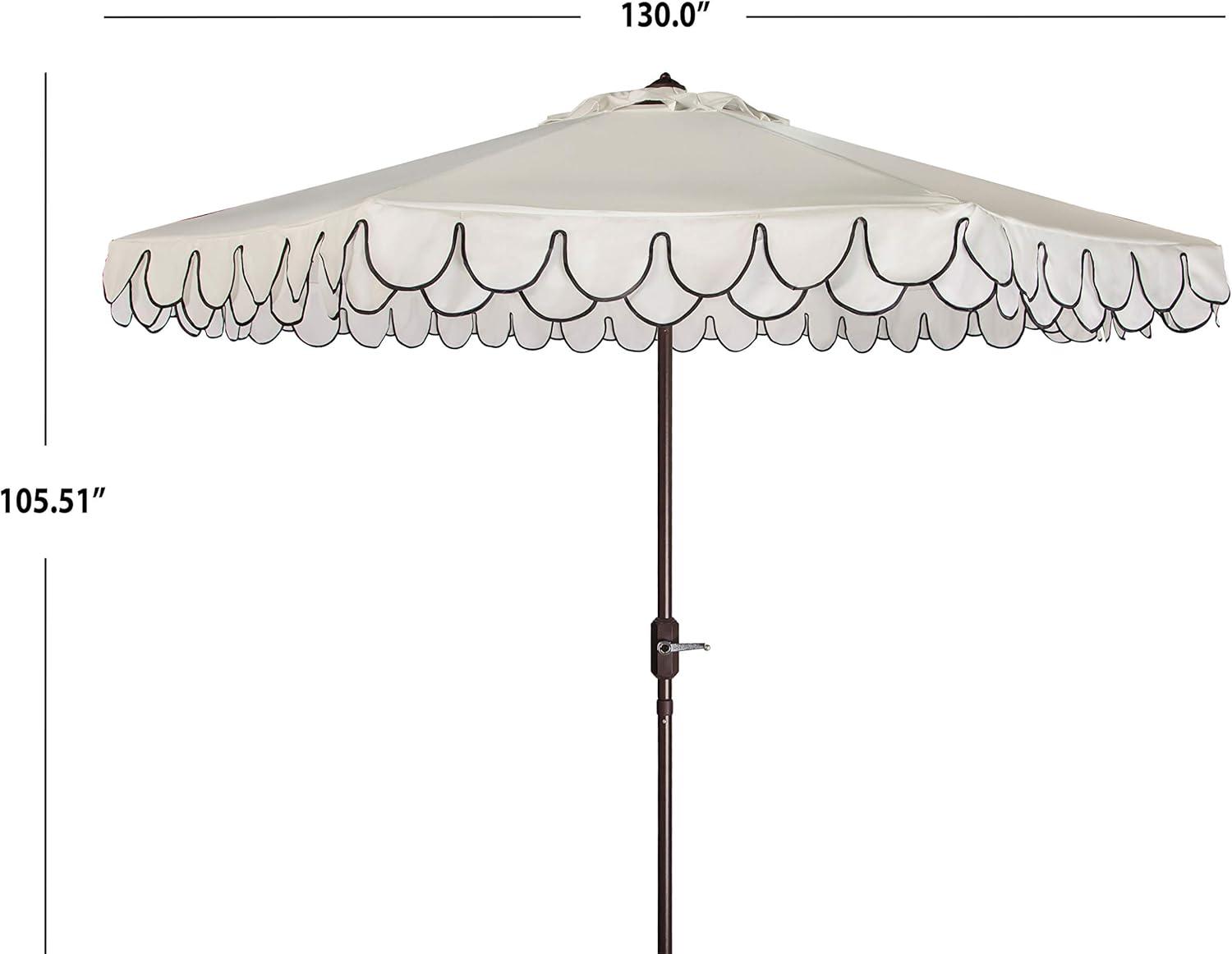 Venice 11Ft Round Crank Umbrella - PAT8110 - Ivory/Black - Safavieh