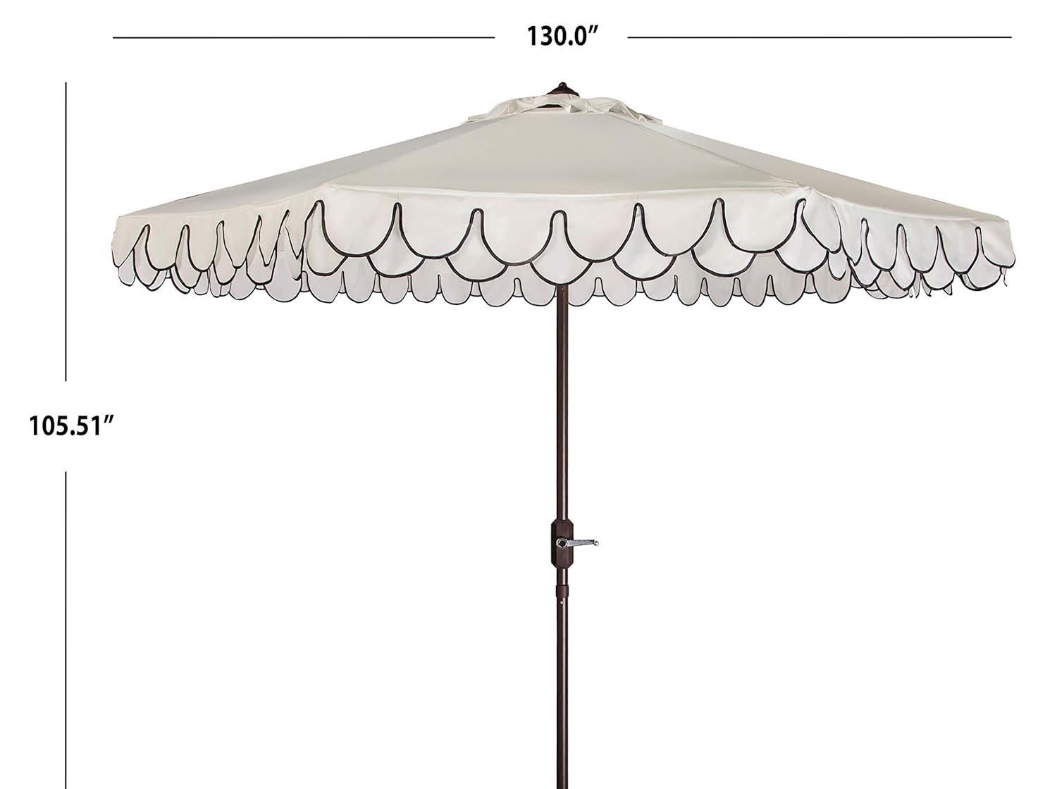 Venice 11Ft Round Crank Umbrella - PAT8110 - Ivory/Black - Safavieh