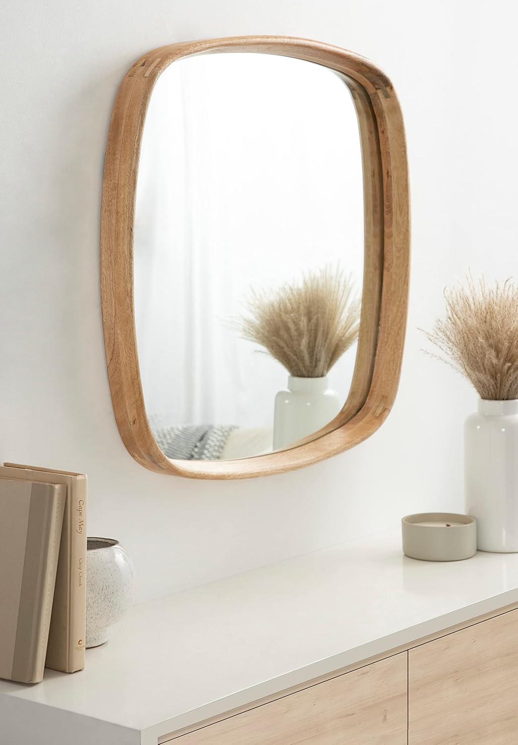 Kate and Laurel Prema Framed Wall Mirror, 26x26, Walnut Brown