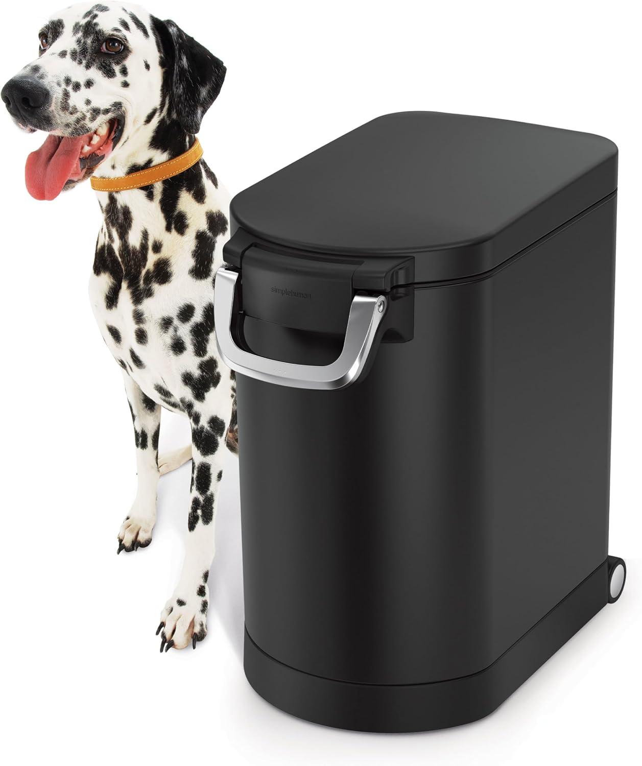 simplehuman Pet Food Storage Container Stainless Steel for Dog Food, Cat Food, and Bird Feed