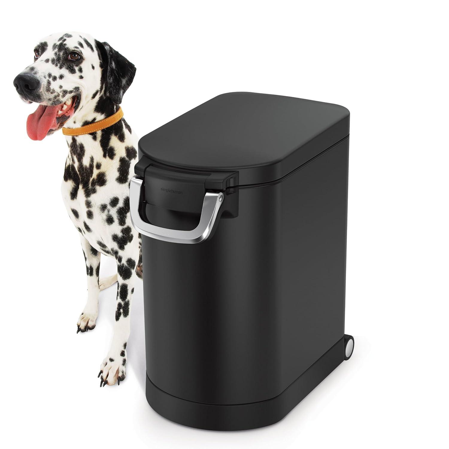 simplehuman Pet Food Storage Container Stainless Steel for Dog Food, Cat Food, and Bird Feed