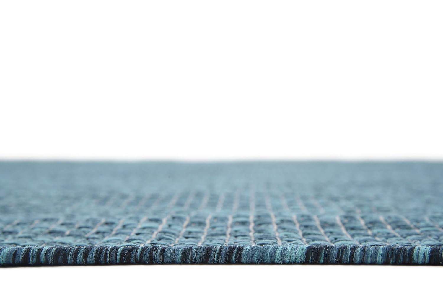 Unique Loom 8' 0 x 11' 4 Rectangle Indoor/Outdoor Solid Teal Area Rug