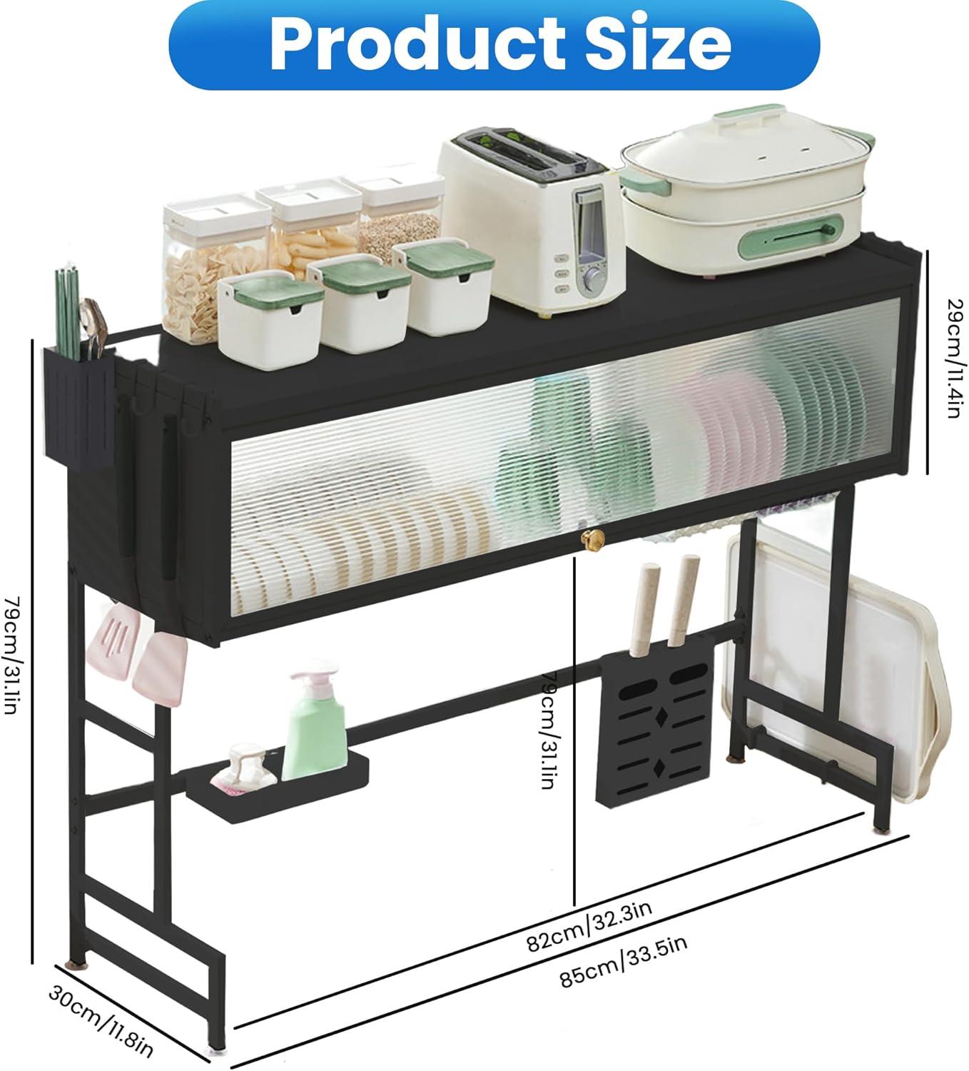 PAVORA 3 Tier Above Sink Dish Drainer Drying Rack, 33.5” Above Sink Dish Rack for Small Kitchens, Space Saving Drying Racks