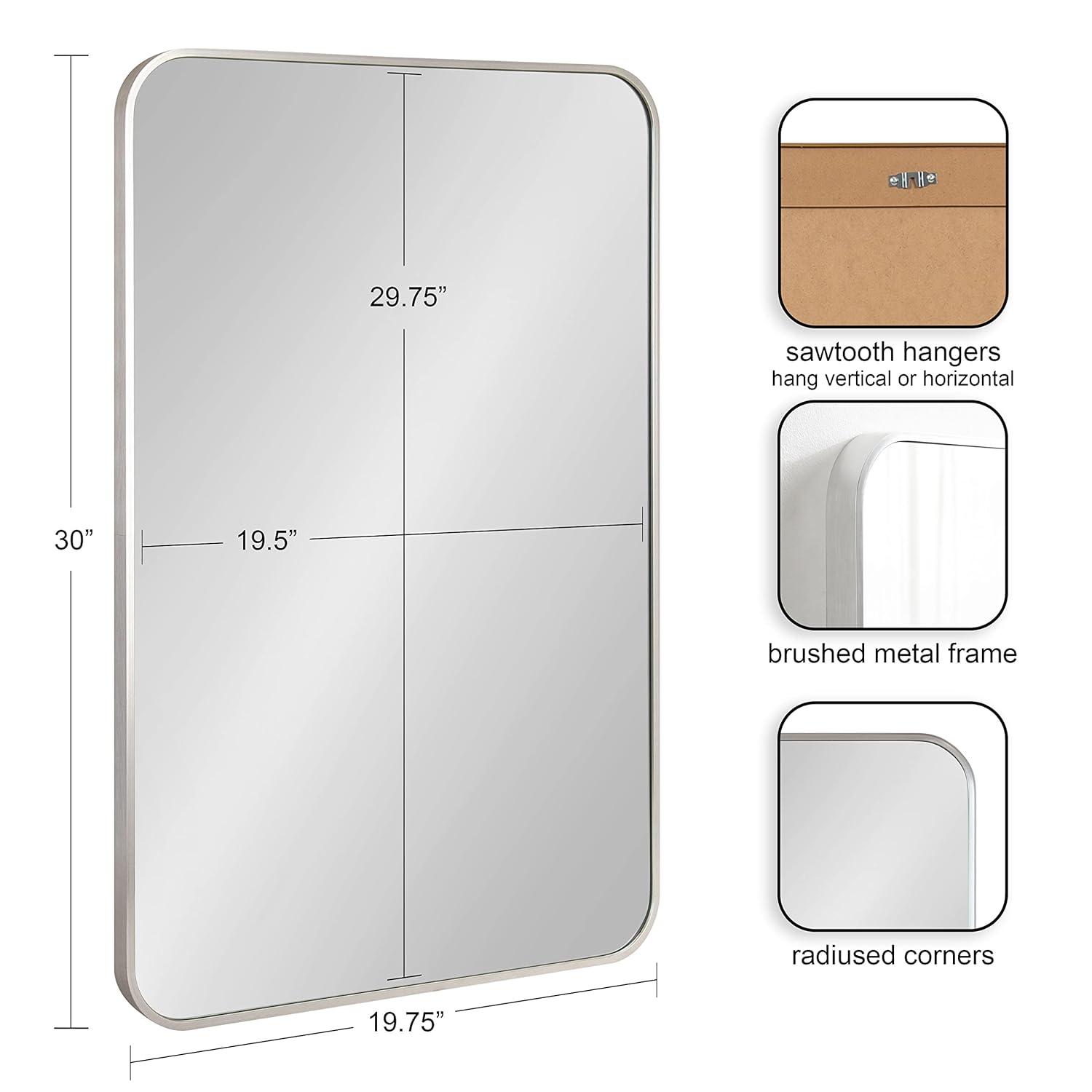 Kate and Laurel Zayda Radius Rectangle Framed Wall Mirror, 20x30, Silver