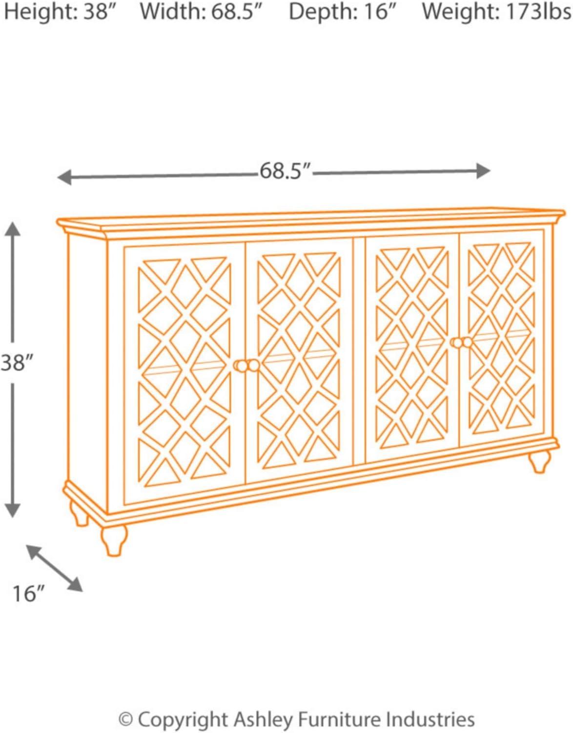 Ashley Furniture Mirimyn Engineered Wood Accent Cabinet in Antique Teal