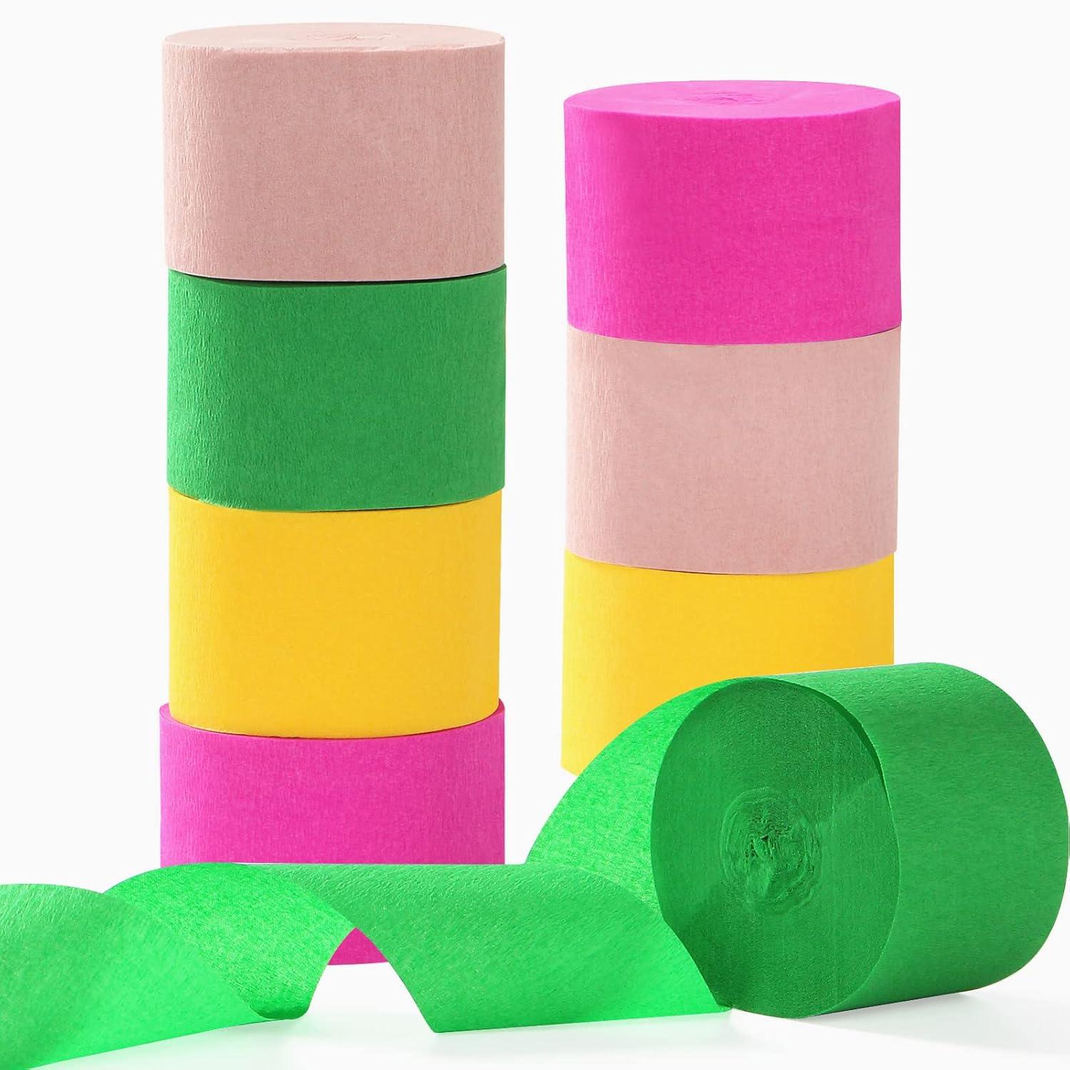 Hawaiian-Themed Pool Party-Decorations Streamers - 8 Rolls Tropical Jungle Aloha Birthday Supplies Bachelorette Crepe Tissue Paper Banners,Summer Beach Baby Shower Backdrop Garland Decor Panduola