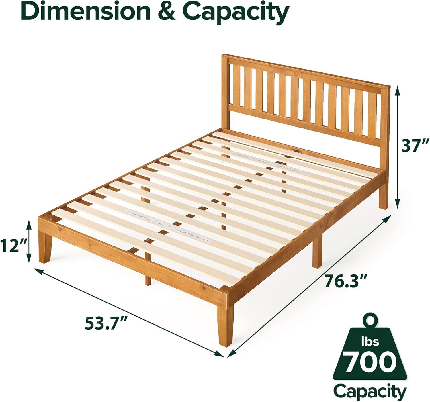 ZINUS Alexia Wood Platform Bed Frame with headboard / Solid Wood Foundation with Wood Slat Support / No Box Spring Needed / Easy Assembly, Rustic Pine, Full