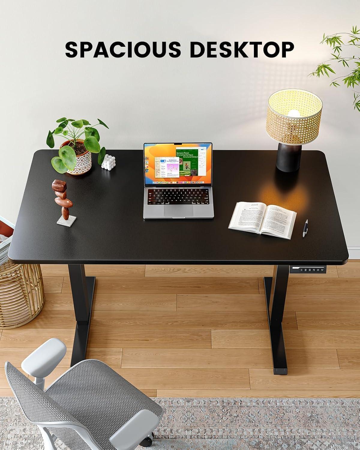 ErGear Whole Piece Standing Desk, 40x24 inch Adjustable Stand Up Desk with Cable Management Tray, Electric Computer Workstation for Home Office, White, EGESD63W