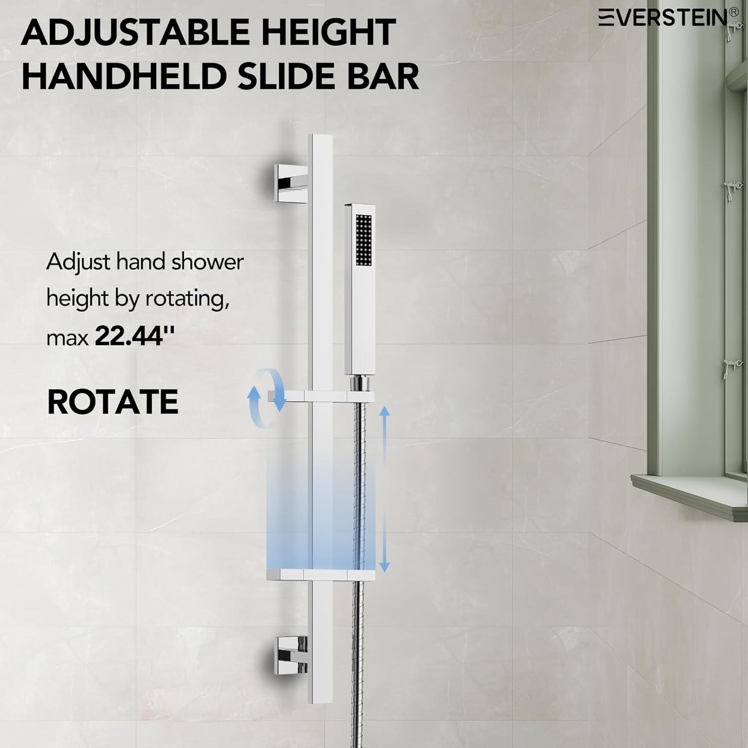 DualJetSpa 16-Inch Rainfall Shower System with Handheld Spray, Dual Showerheads, 6 Body Jets, and Thermostatic Valve