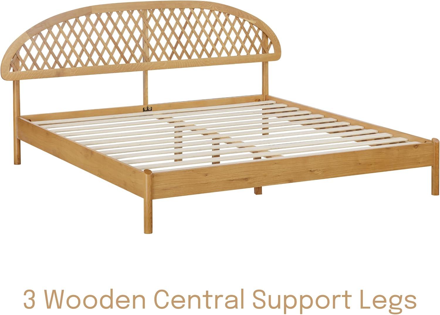 NTC Gem Solid Wood Bed Frame with Headboard and Silent Slats, 1000 Lbs. Capacity Bed Frame