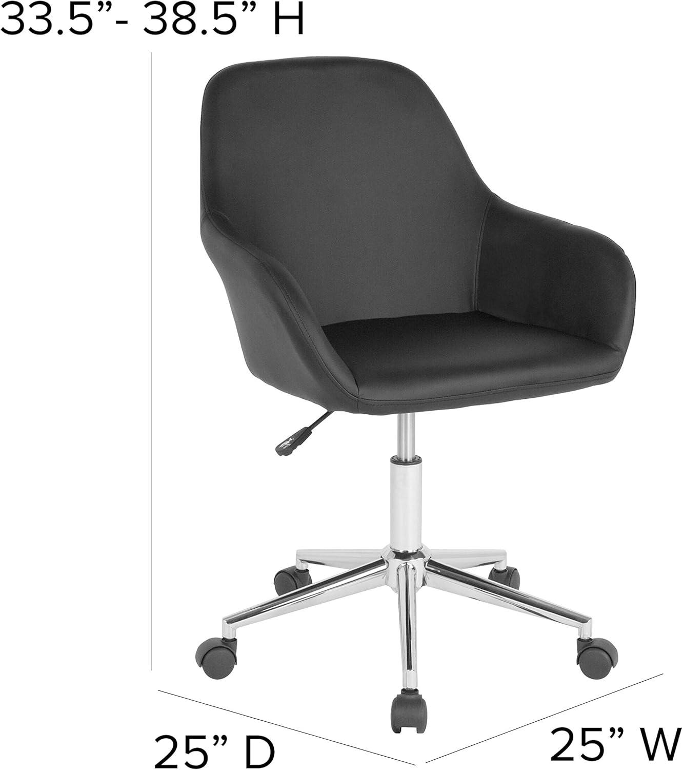 Black LeatherSoft Mid-Back Ergonomic Swivel Task Chair