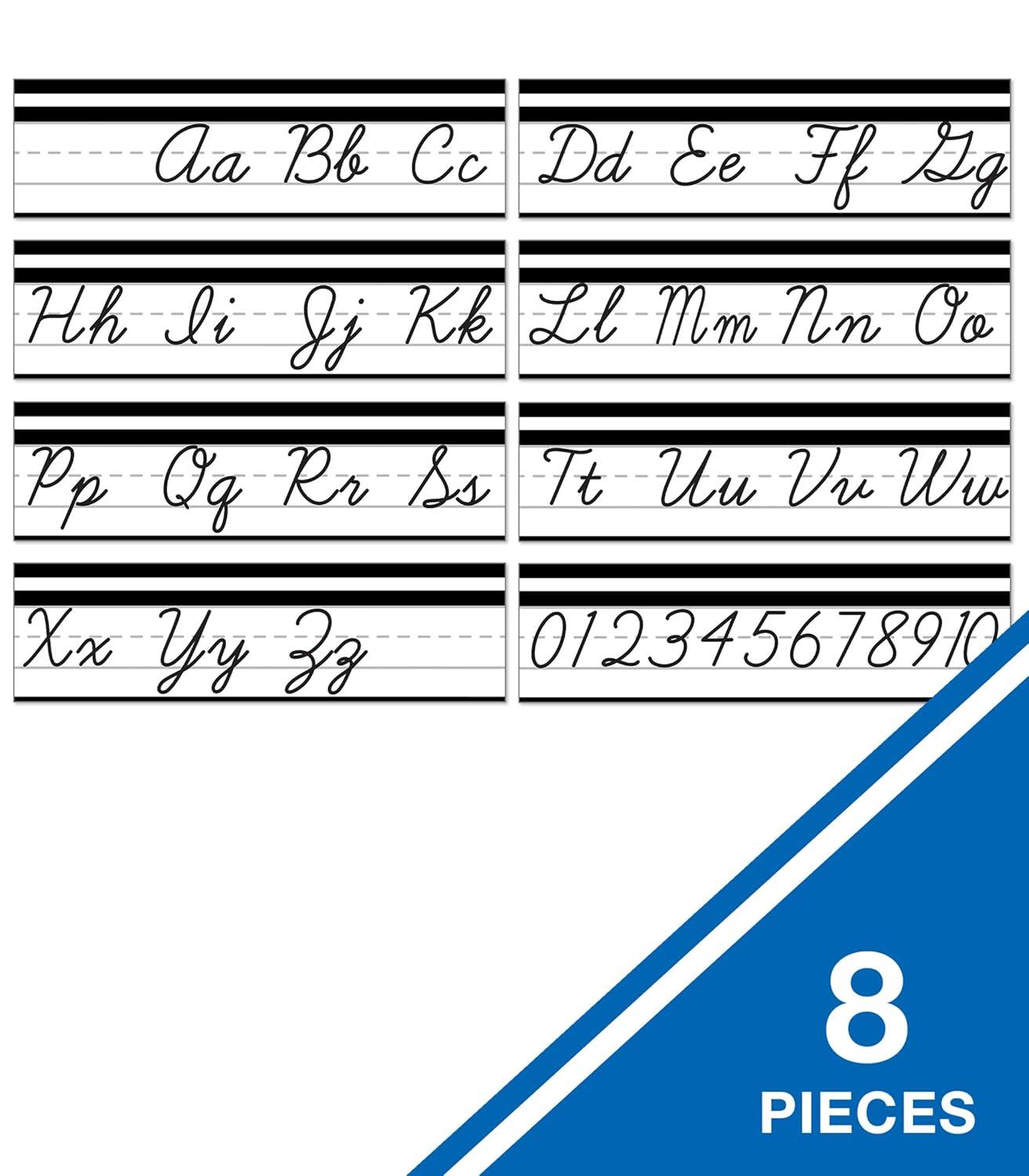 Black and White Cursive Alphabet Line Bulletin Board Set