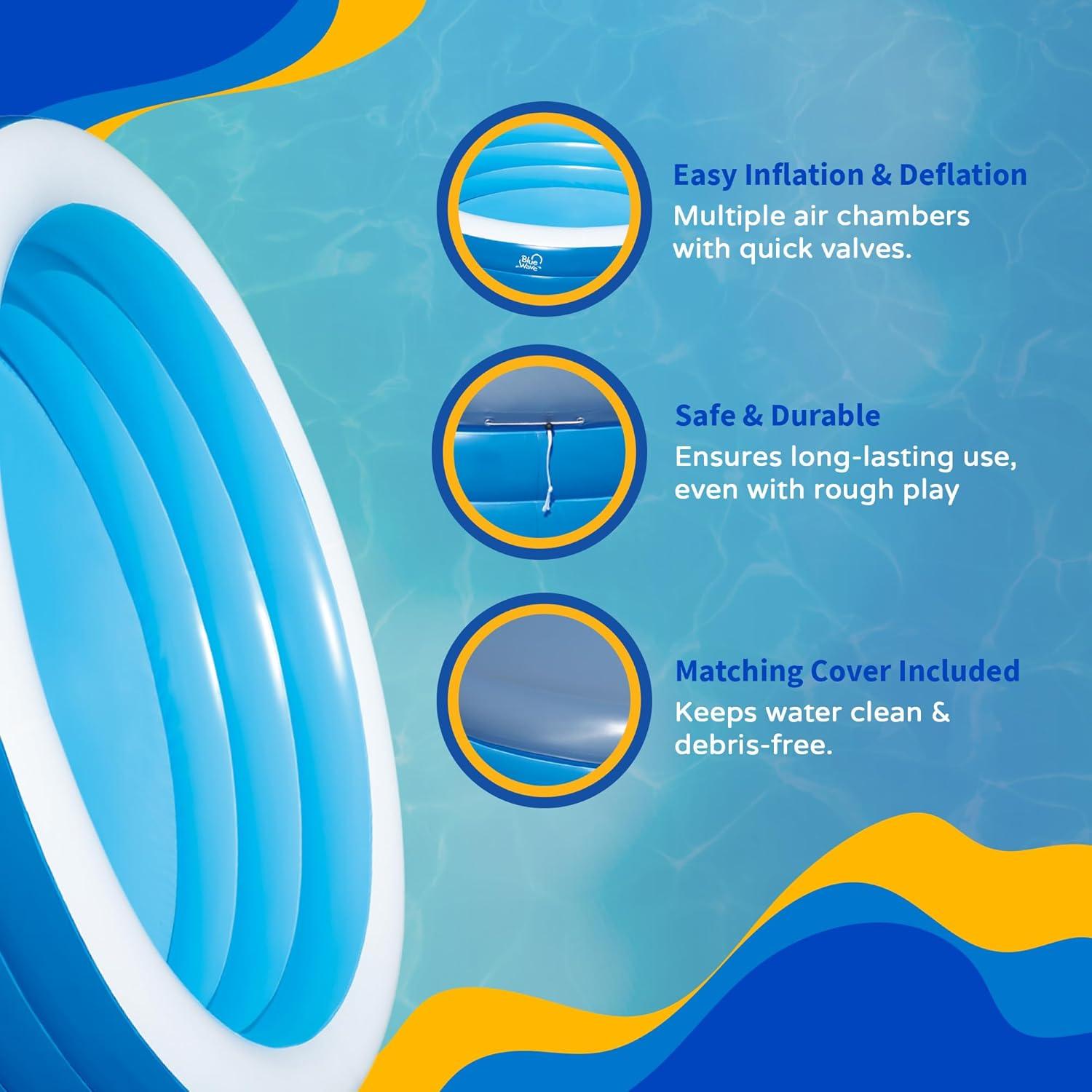 Blue Wave Products Inflatable 103-in x 69-in x 22-in Deep Rectangular Family Pool with Cover