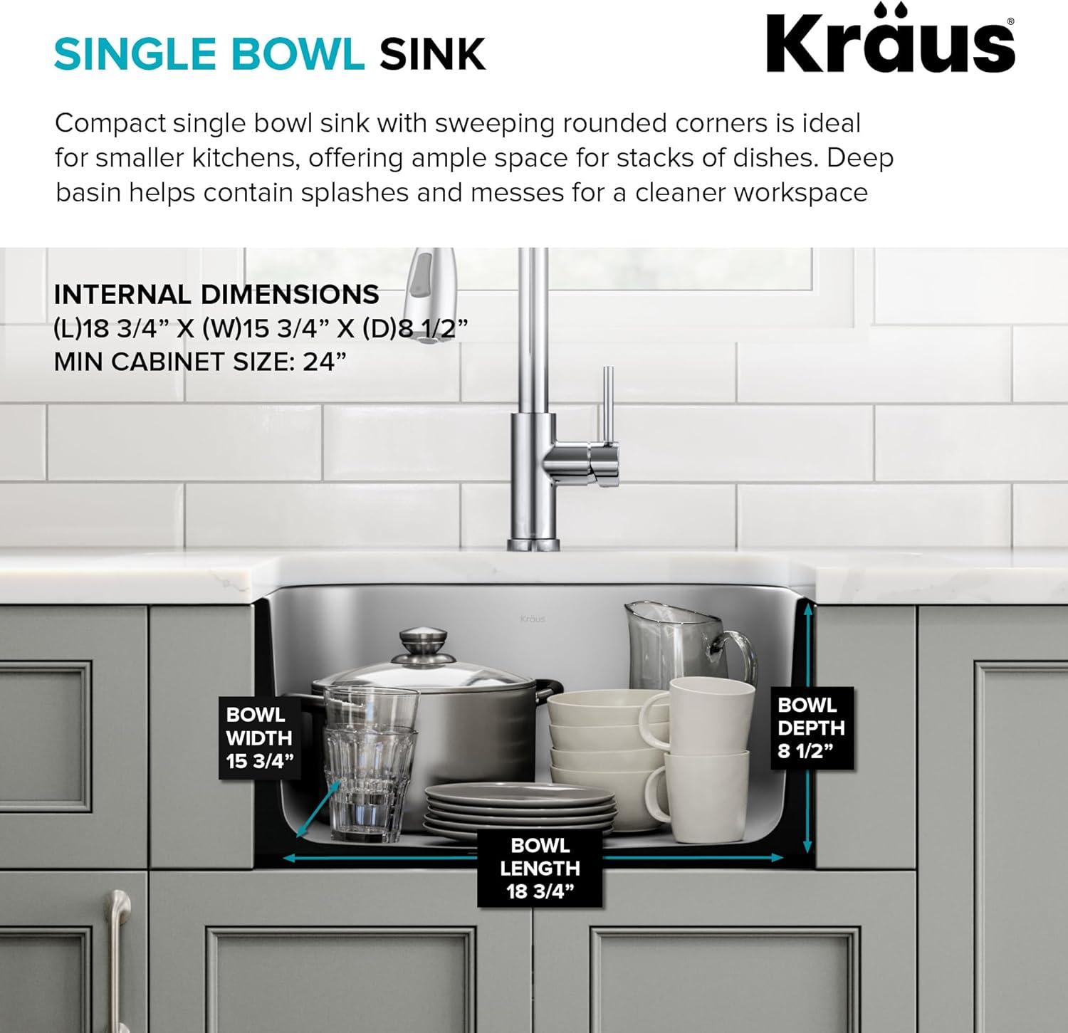 KRAUS Premier Undermount Single Bowl 18-Gauge Stainless Steel Kitchen Sink