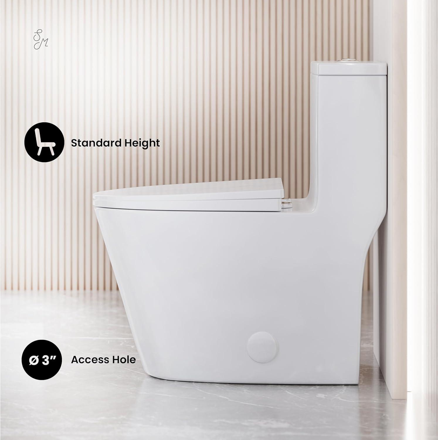 Glossy White Elongated Ceramic Dual Flush Toilet