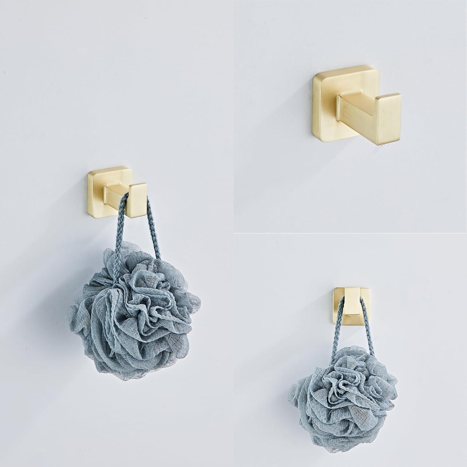 4-Piece Bath Hardware With Towel Bar For Bathroom Wall Towel Hook And Towel Ring Set