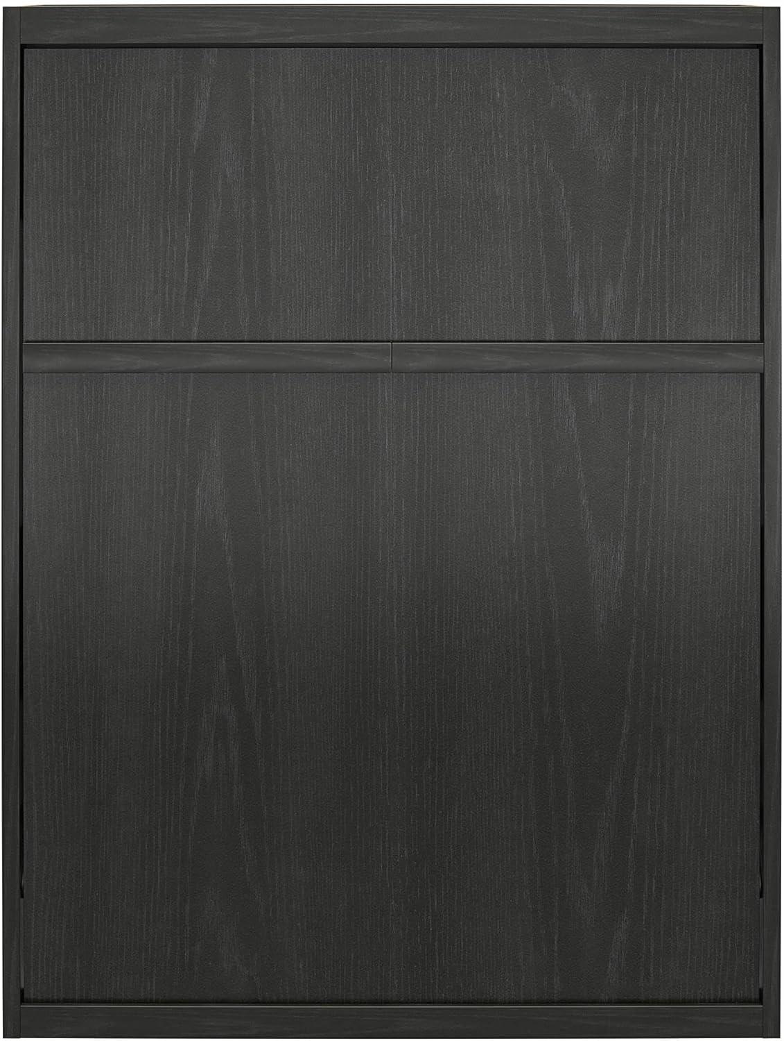 Columbia Walnut Full Size Murphy Bed with Storage and Slats