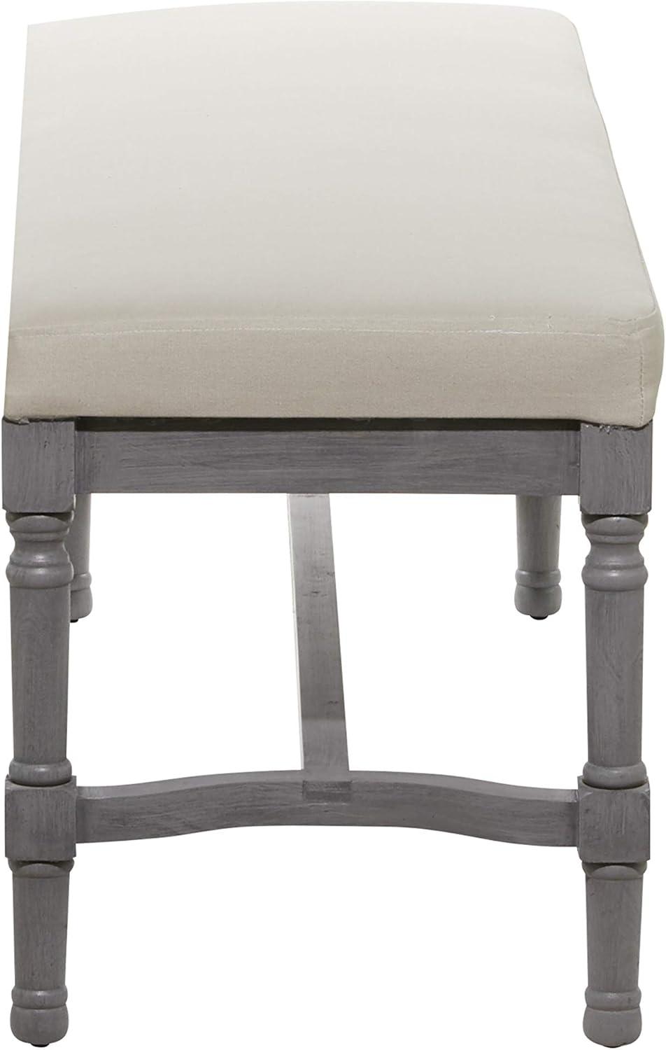 DecMode Wood Bench with Burlap Seat, Gray