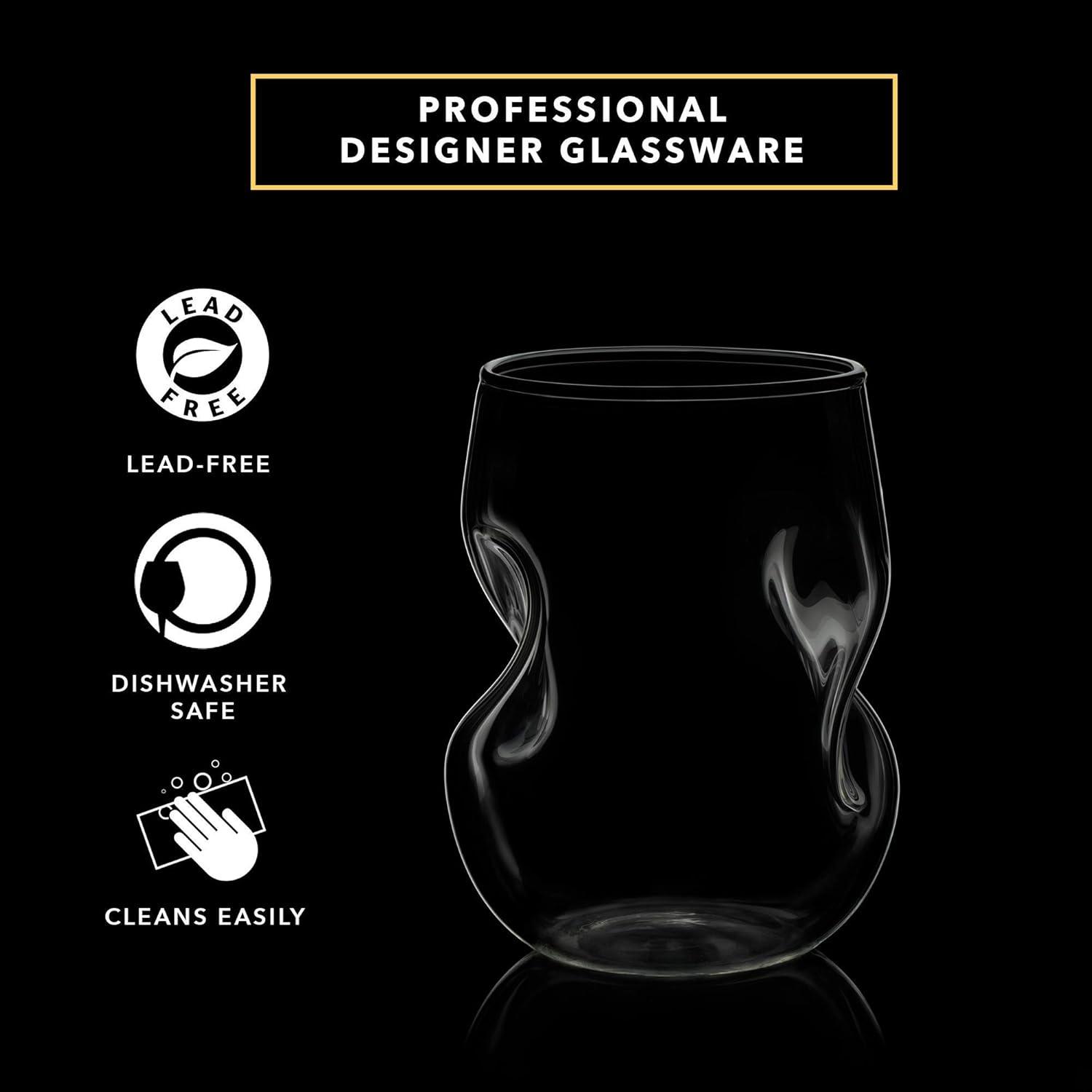 Dragon Glassware 16 oz Stemless Wine Glasses Clear Set of 2