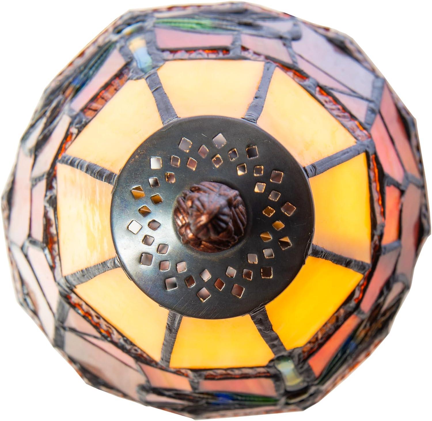 Cavan 13" Blue and Amber Stained Glass Accent Lamp