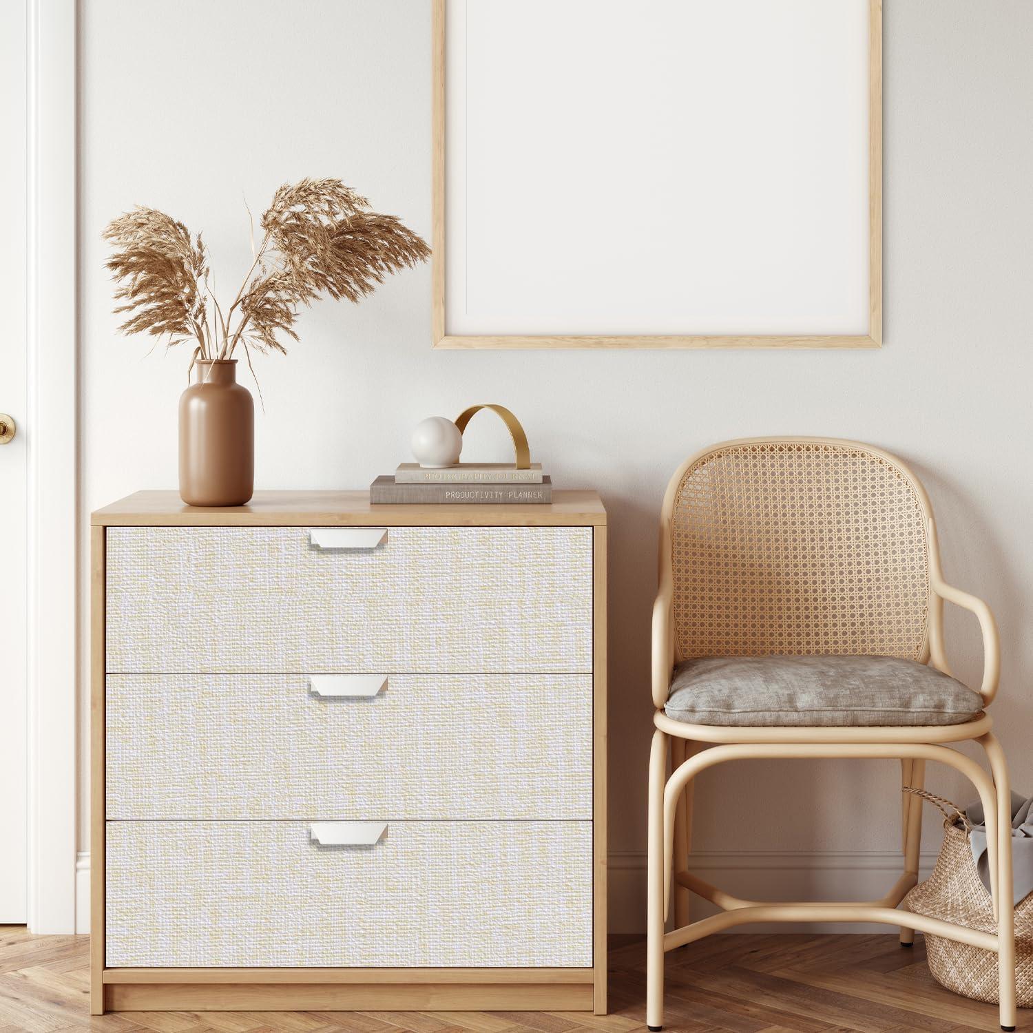 Yancorp 32.8ft Cream Textured Fabric Wallpaper Faux Grasscloth Beige Peel and Stick Wallpaper Self-Adhesive Wallpaper Linen Removable Wallpaper Cabinets Counter Top Liners, 15.7" X 394" Cream 15.7"x394"