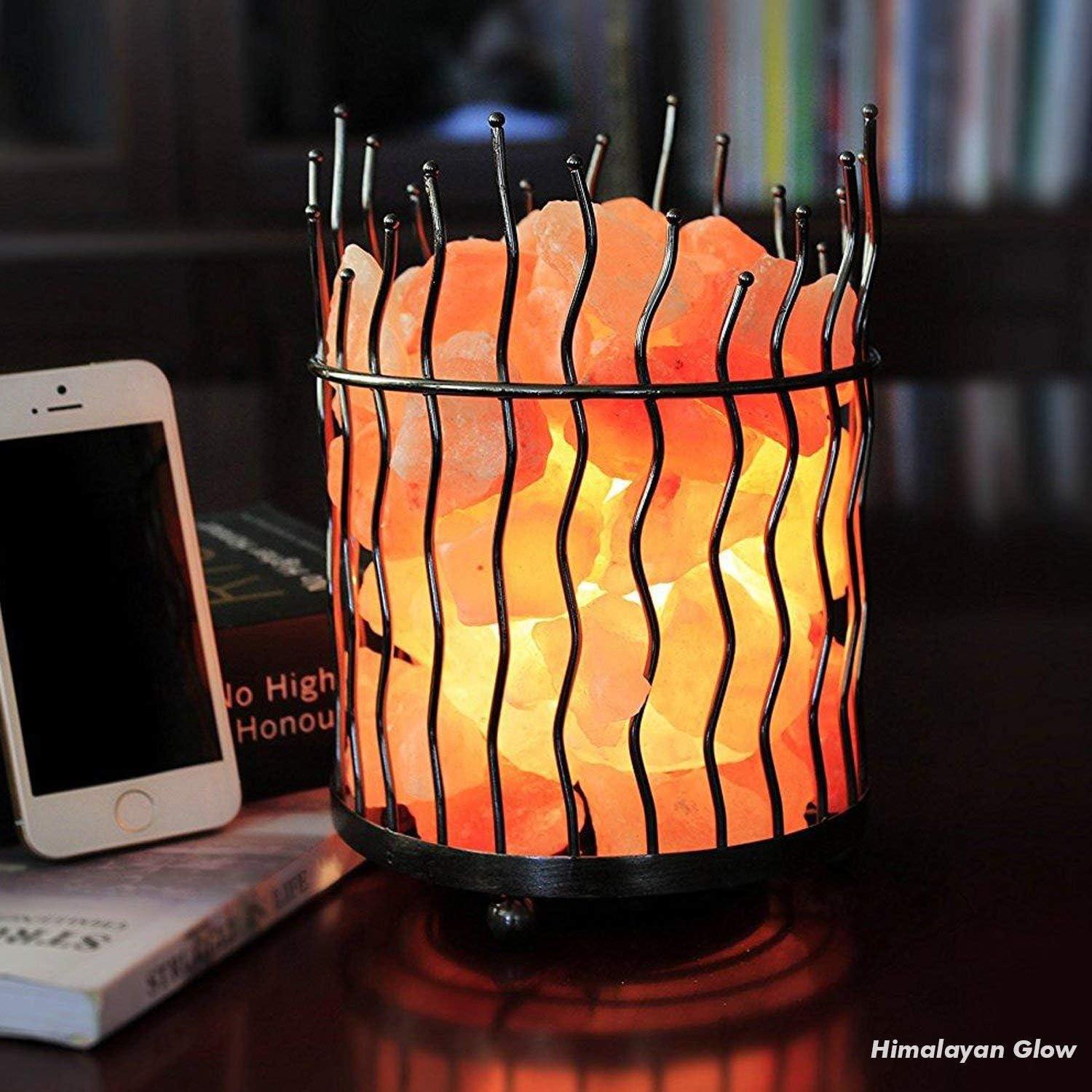 7.8 in. Ionic Crystal Salt Pillar and Natural Amber Glow Table Lamp, (Pack of 2)