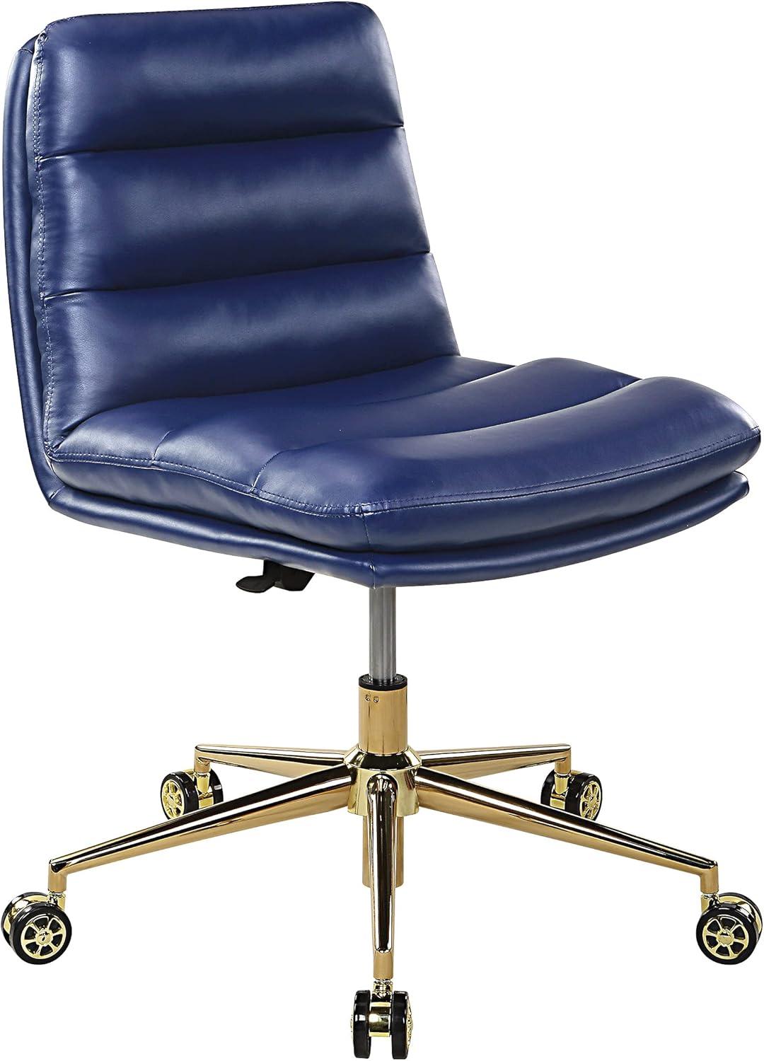 Legacy Office Chair in Navy Faux Leather with Gold Base